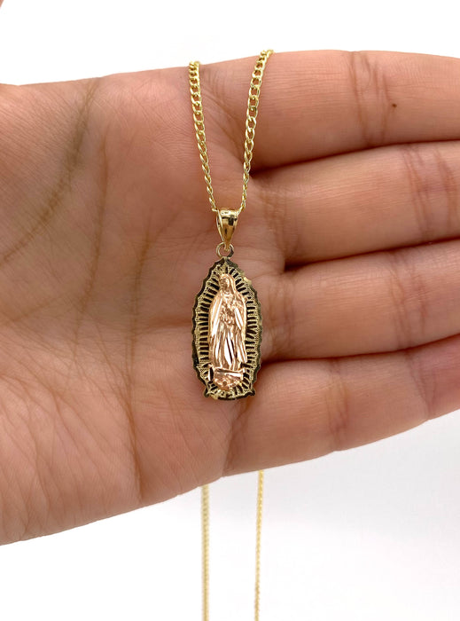 14k Gold 2 Tone Virgencita Chain Set CBP#68