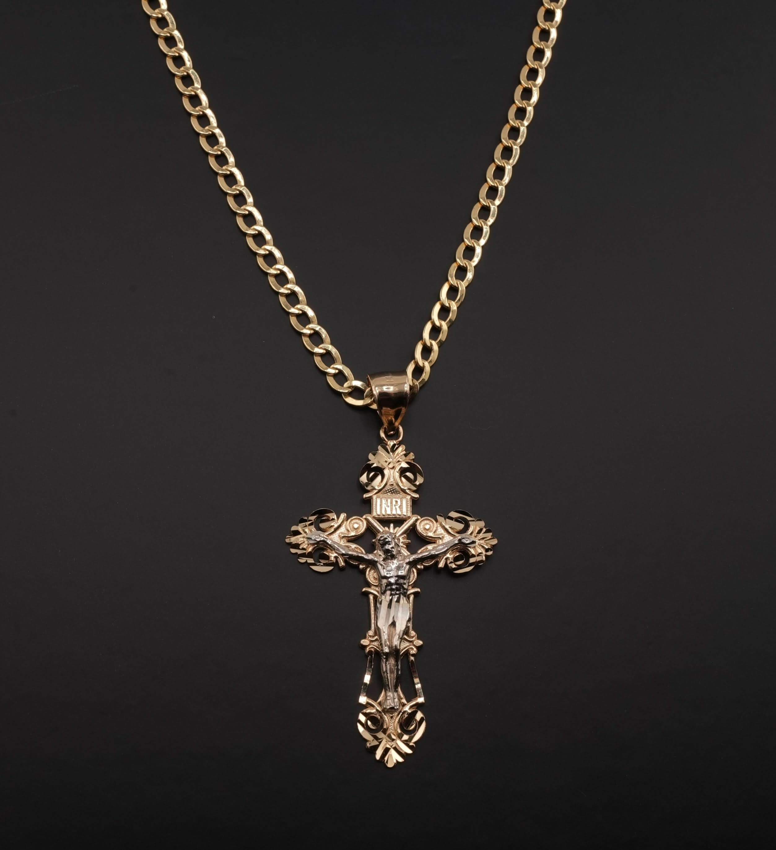 14K Gold Cross Chain Set