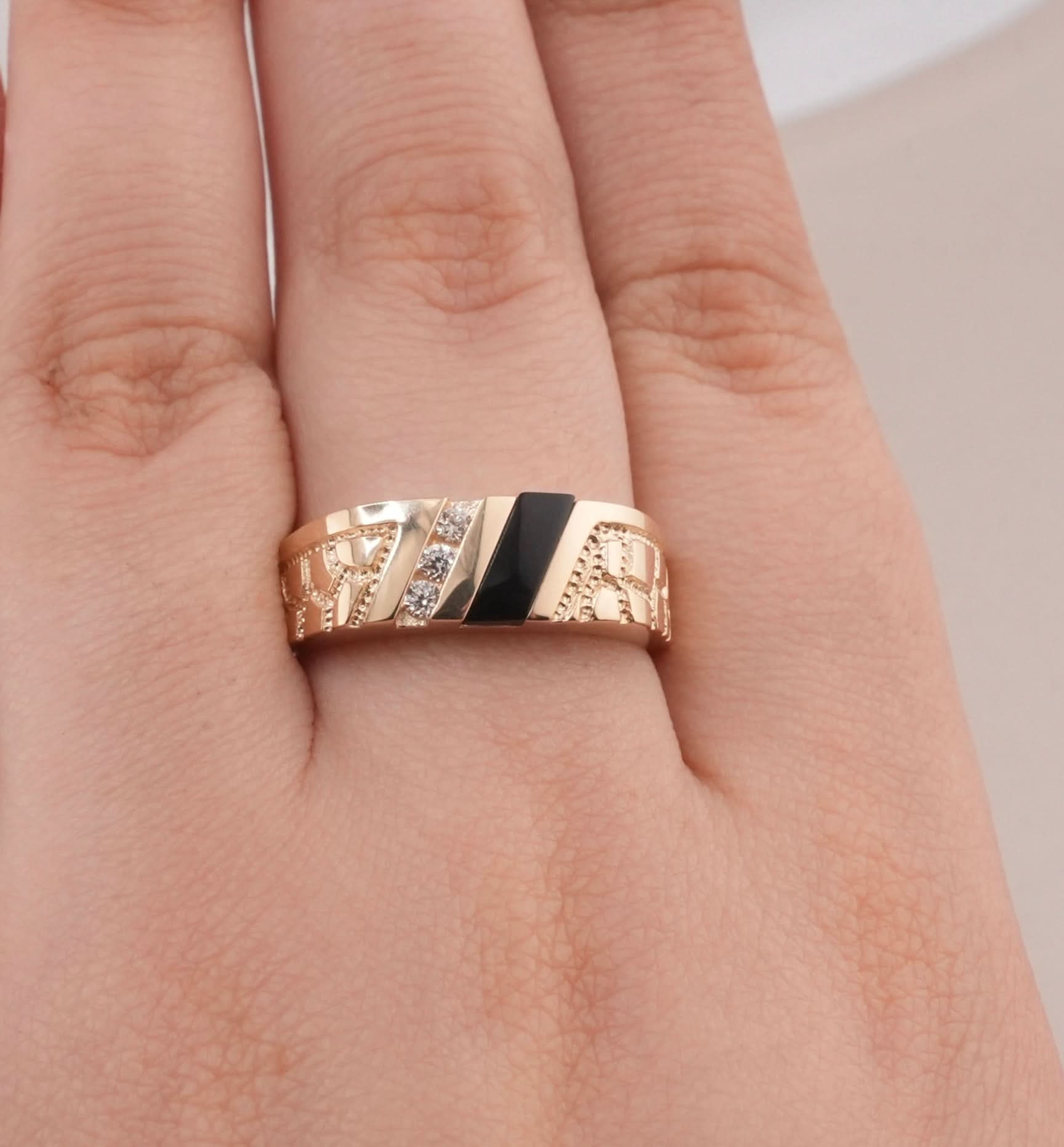 14K Gold Nugget Men's Ring . RG-1539