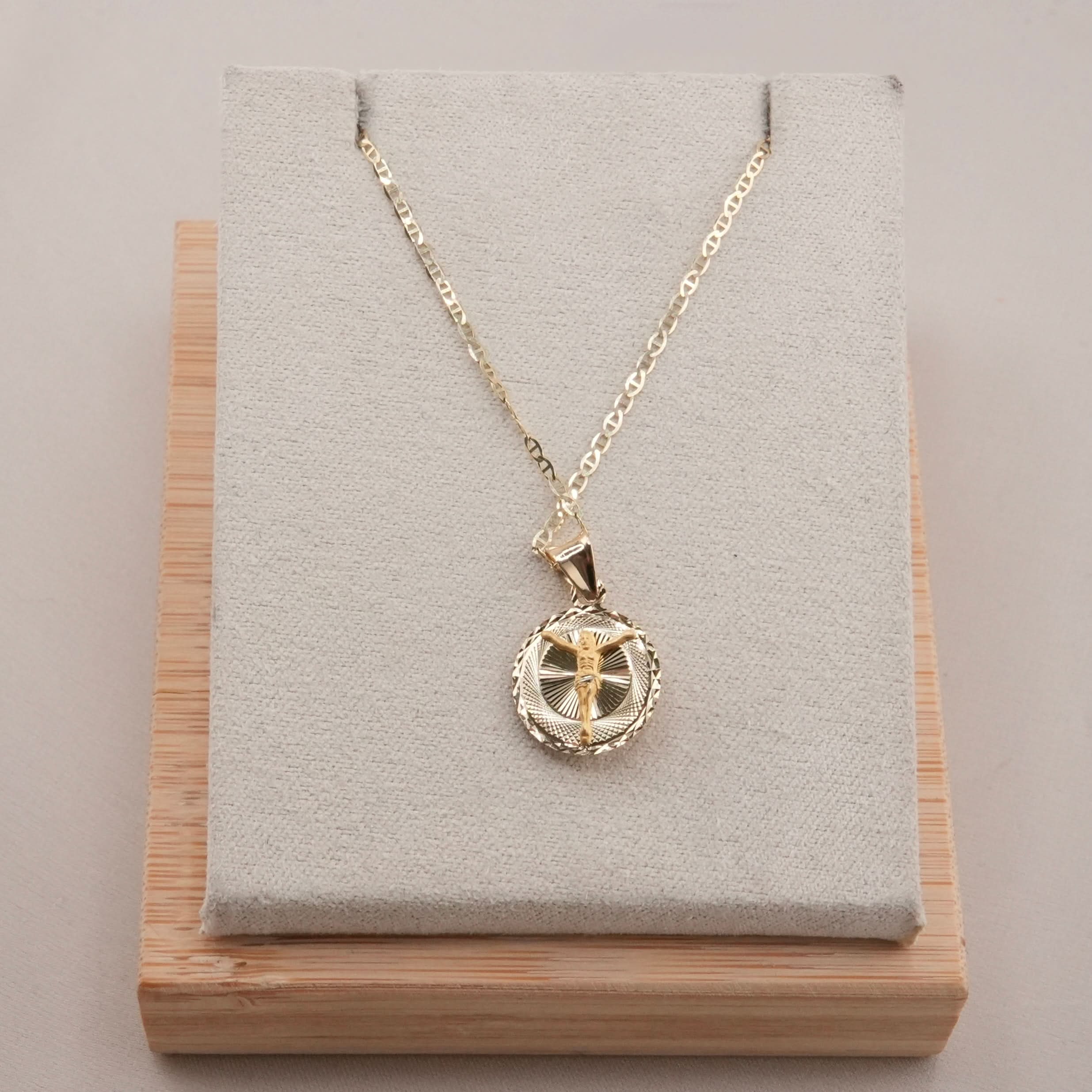 14k Gold Doubled Virgencita/Jesus Chain Set