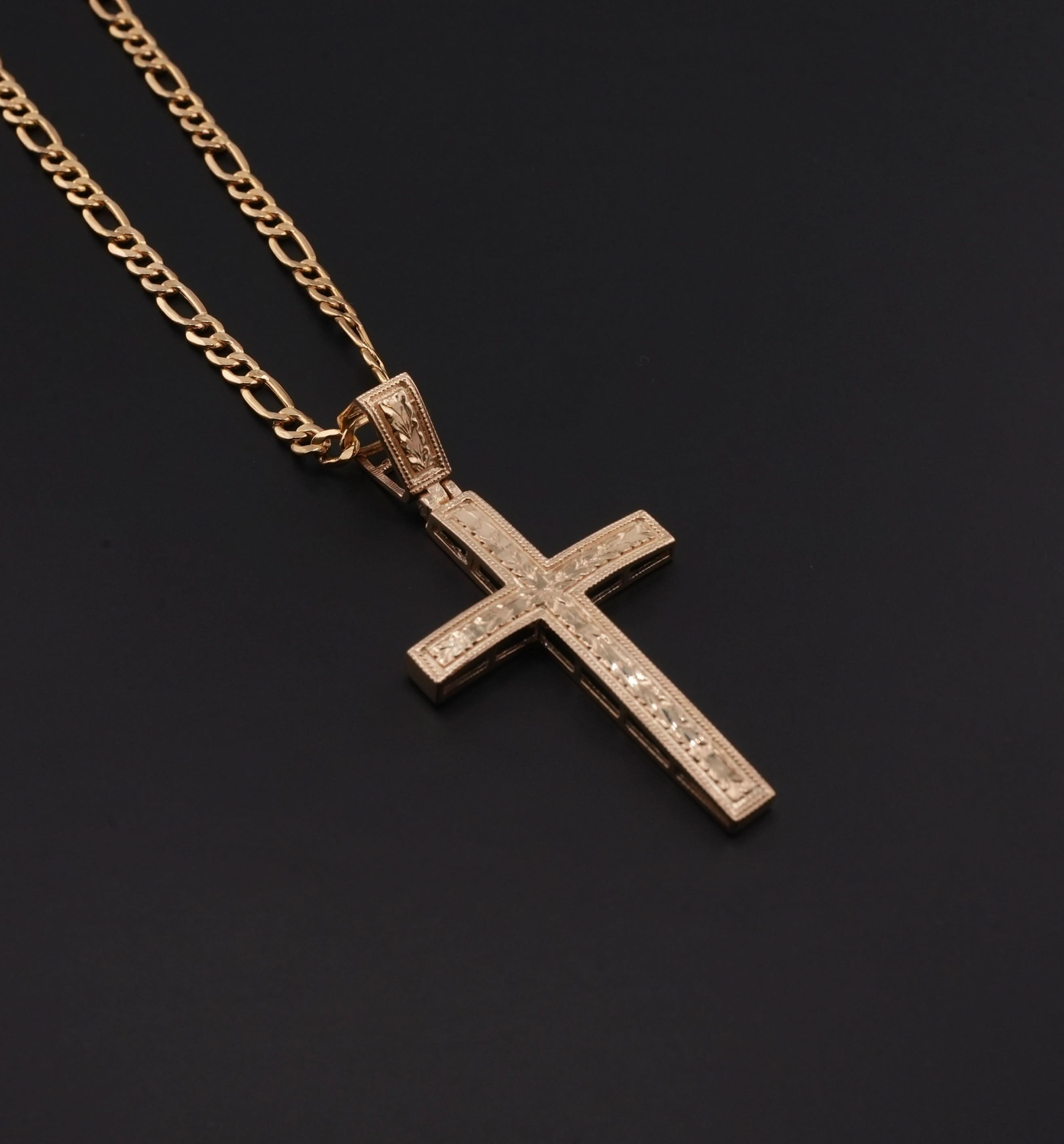 14K Gold Cross Chain Set