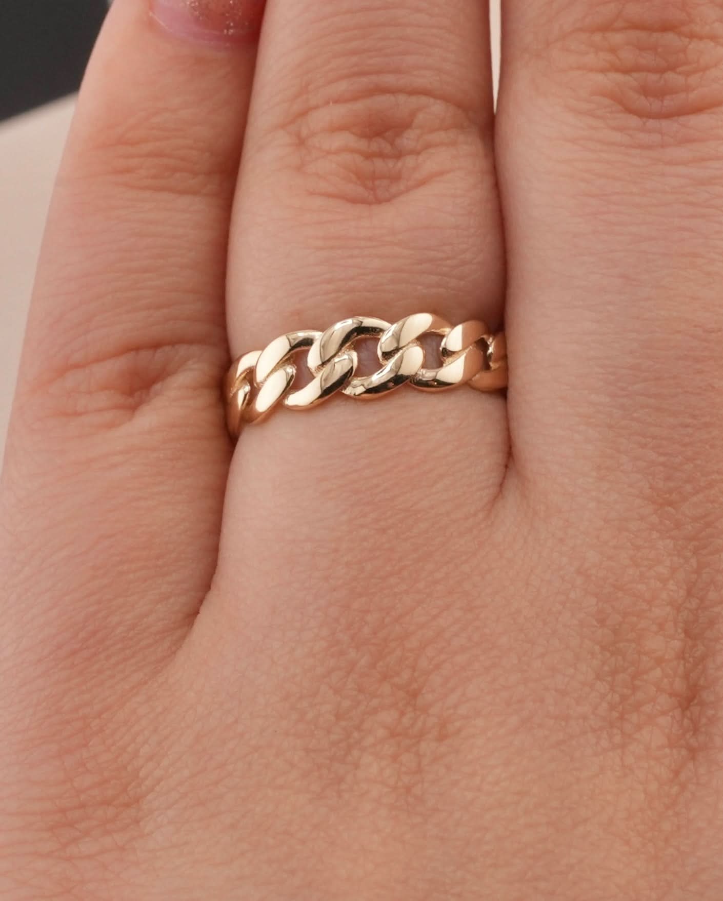 14K Gold Cuban Women’s Ring . 069