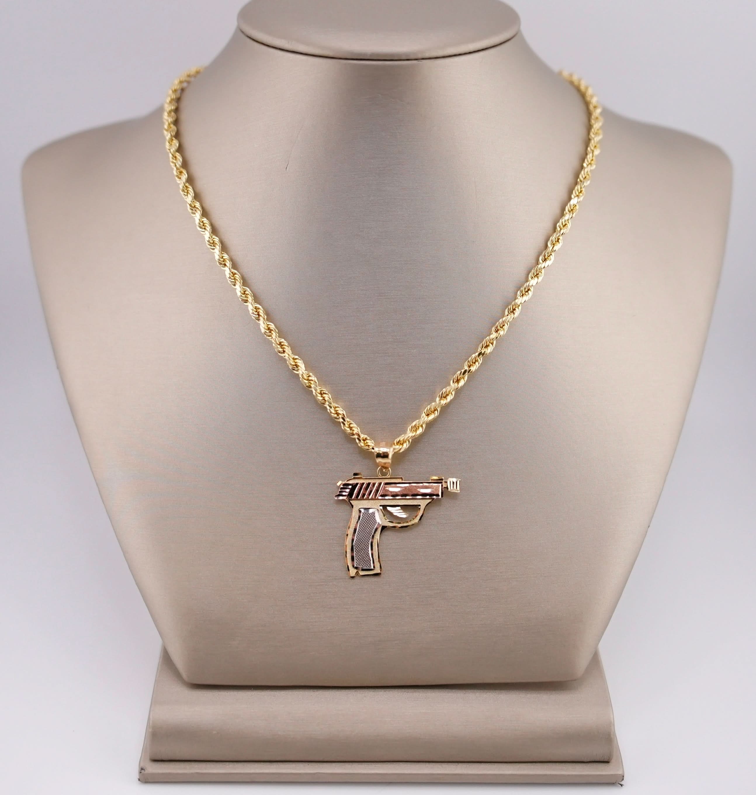 14k Gold Medium Gun Chain Set