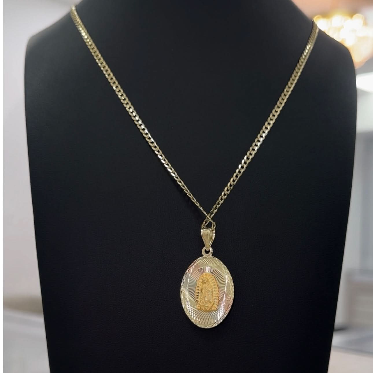 14k Gold Double Sided San Judas Chain Set