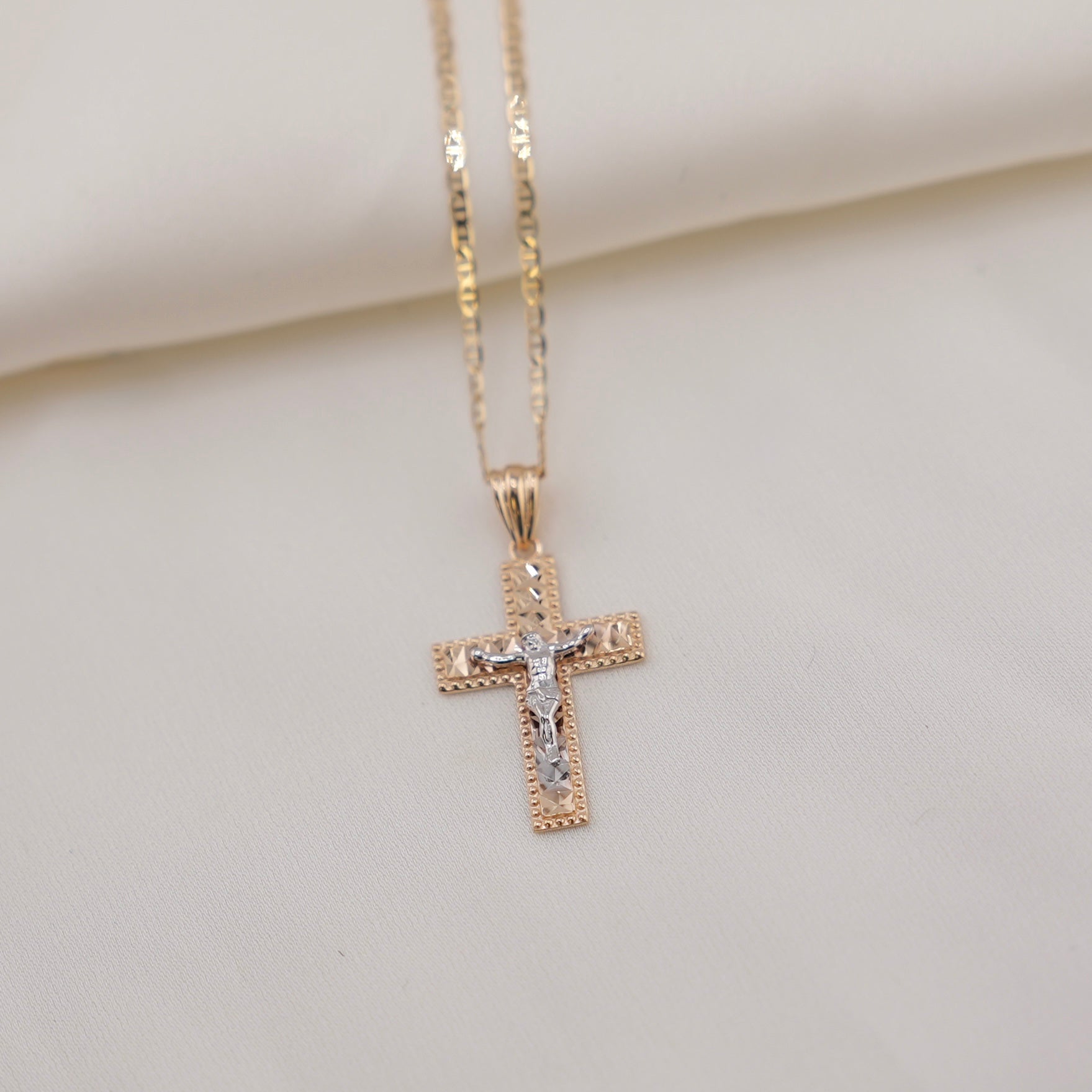 14k Gold Cross Chain Set