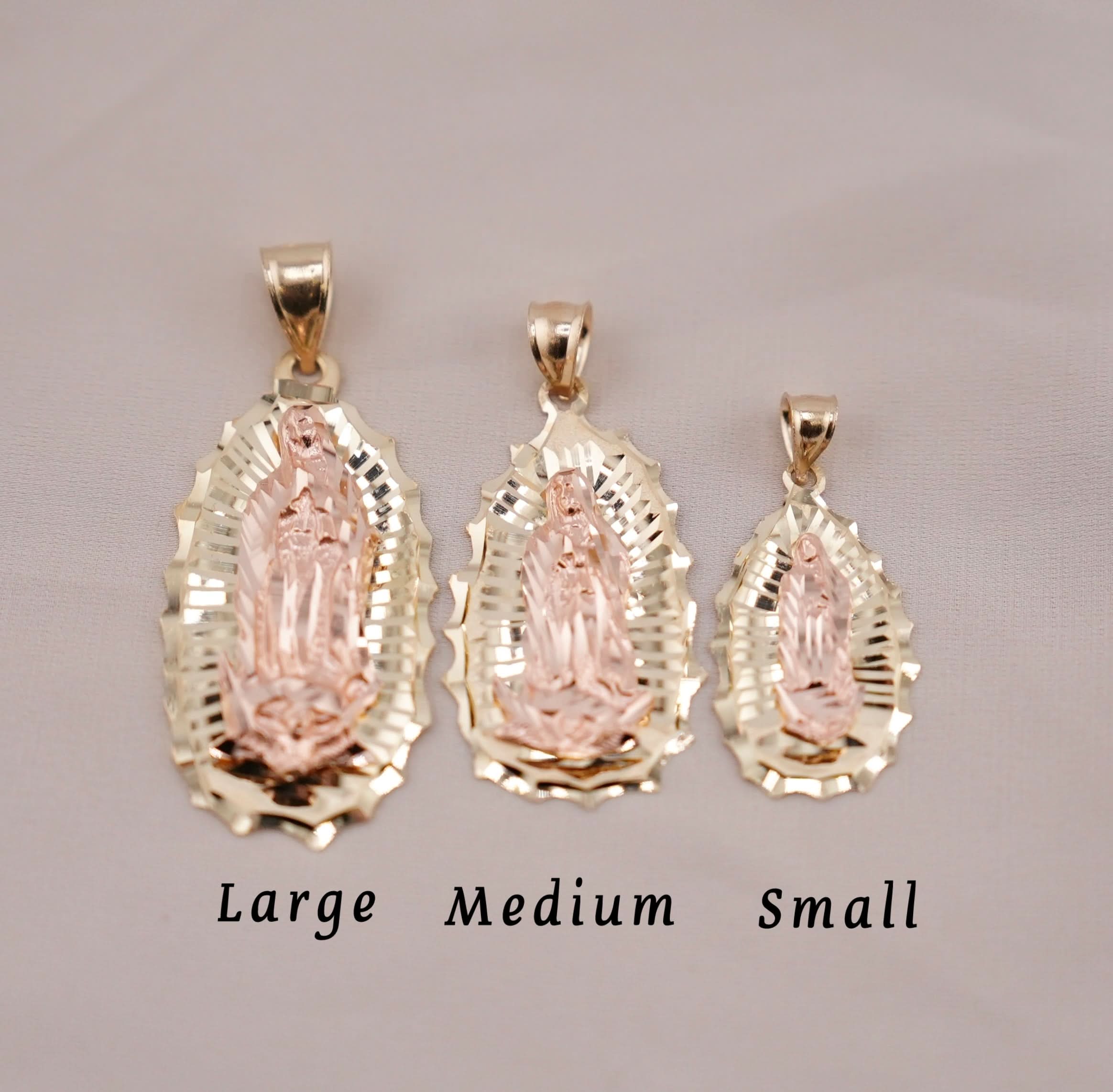 14k Gold Large Virgencita Chain Set