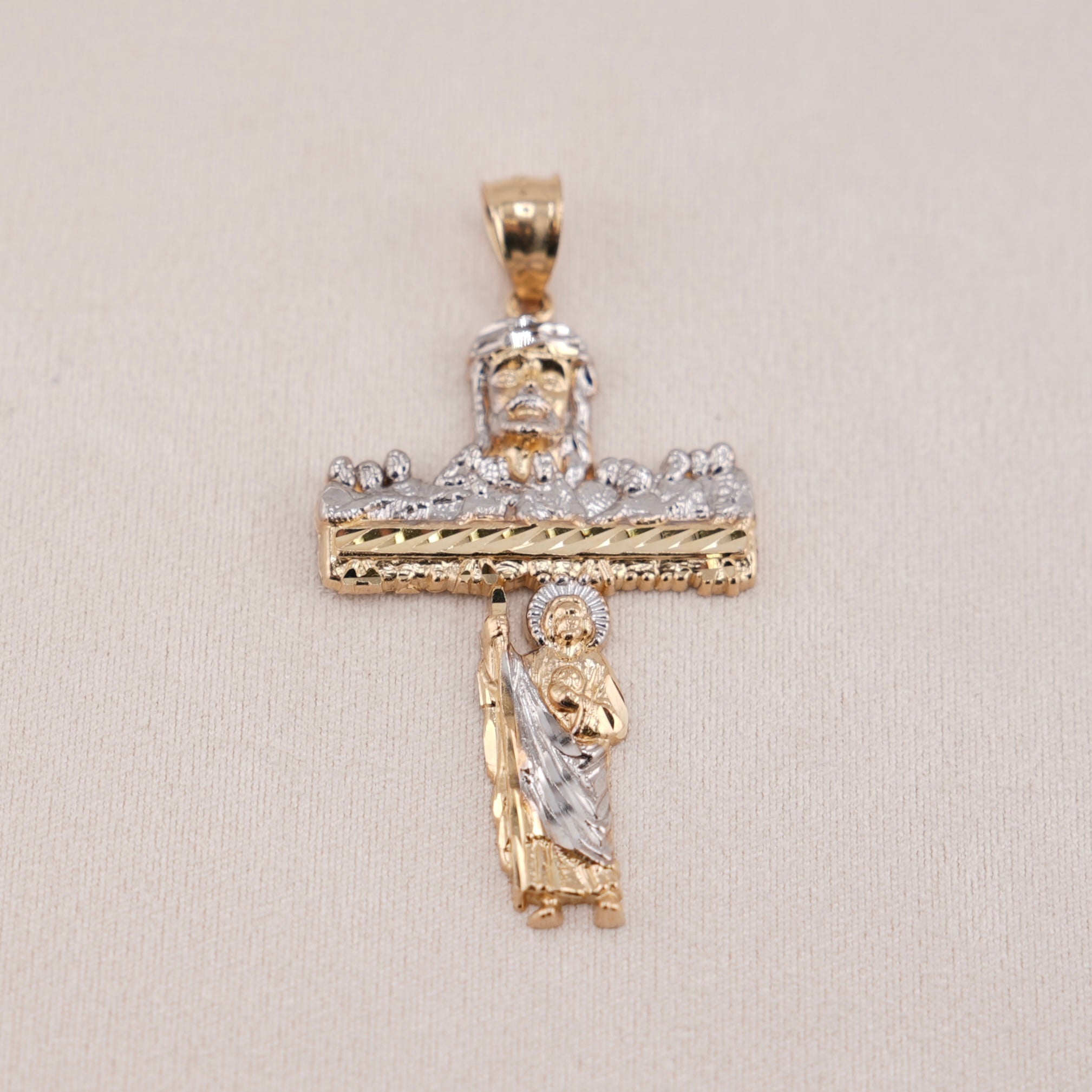 14k Gold Last Supper Cross Pendant
