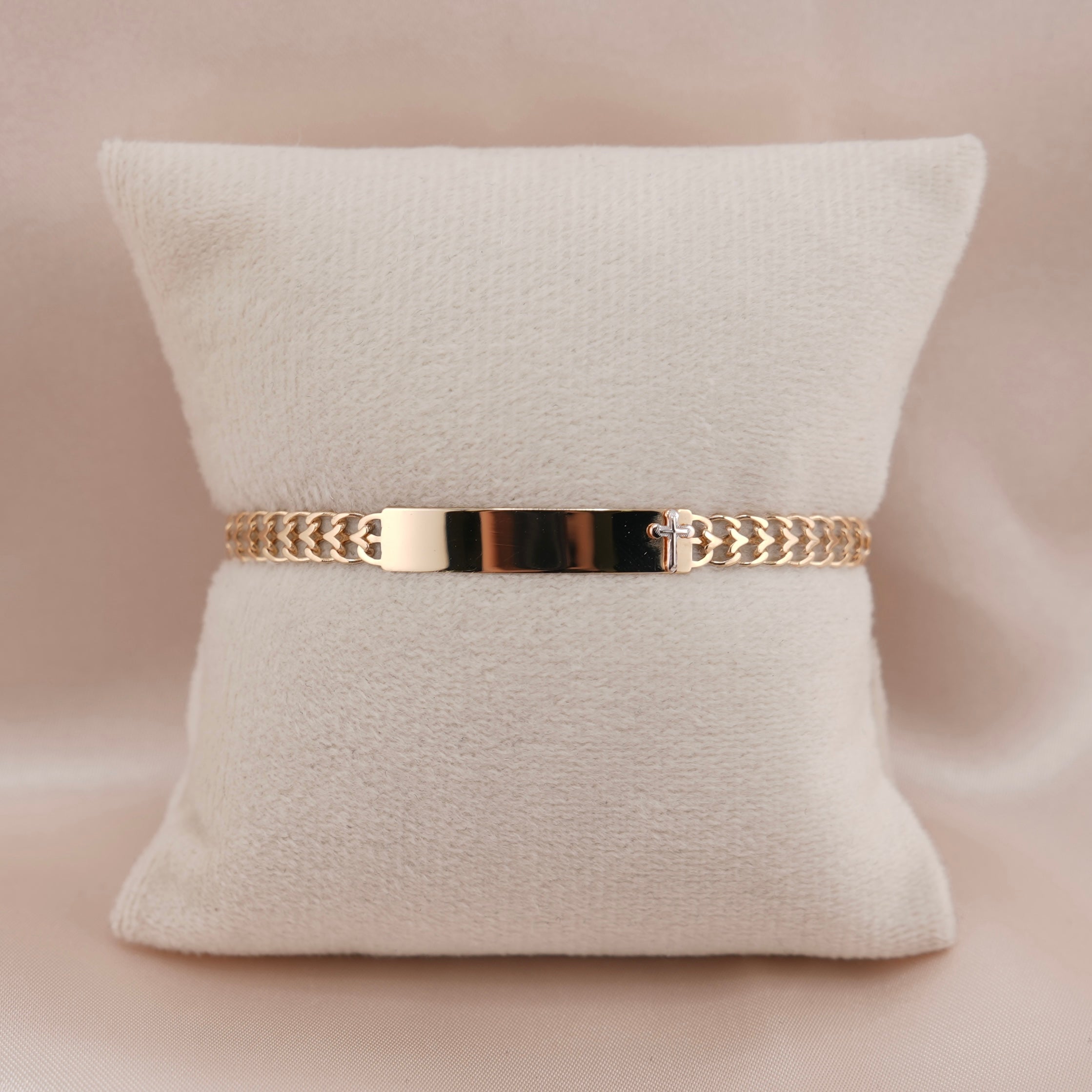 14k Gold Baby/Kid’s Petatillo Cross ID Bracelet 5mm