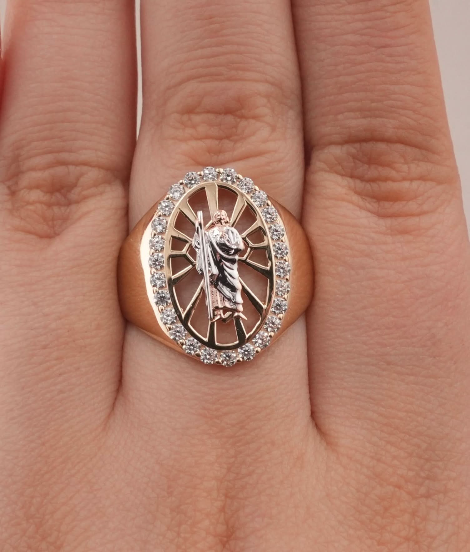 14K Gold San Judas Men's Ring