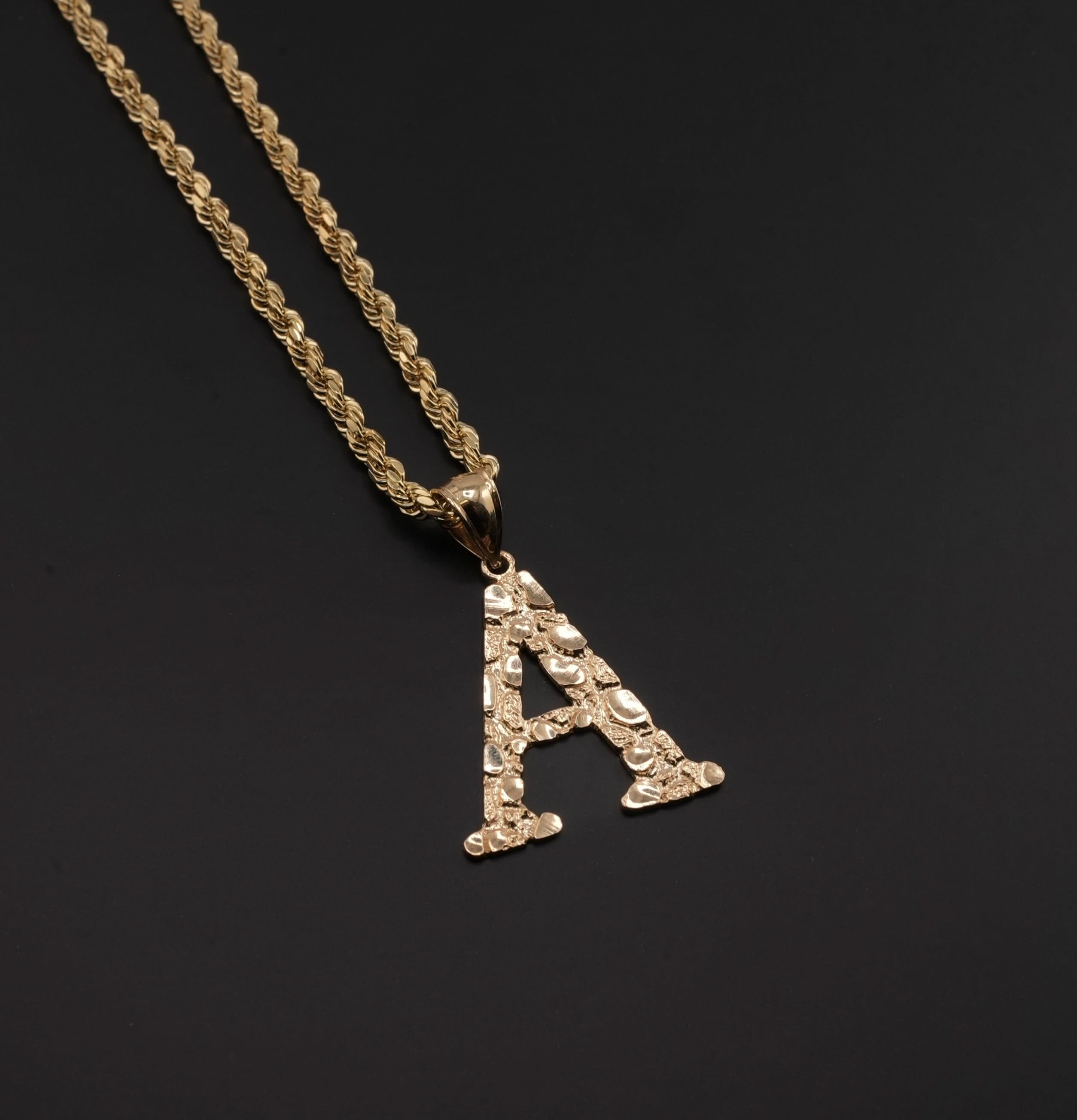 14K Gold Men’s Nugget Initial Chain Set