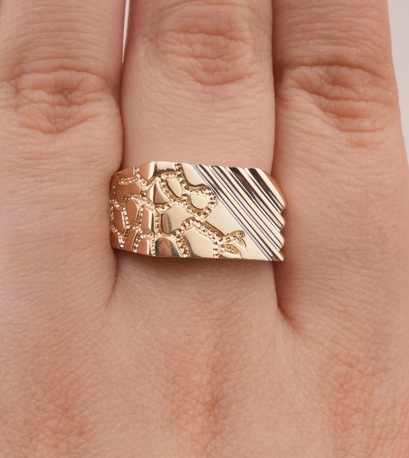 14K Gold Nugget Men's Ring