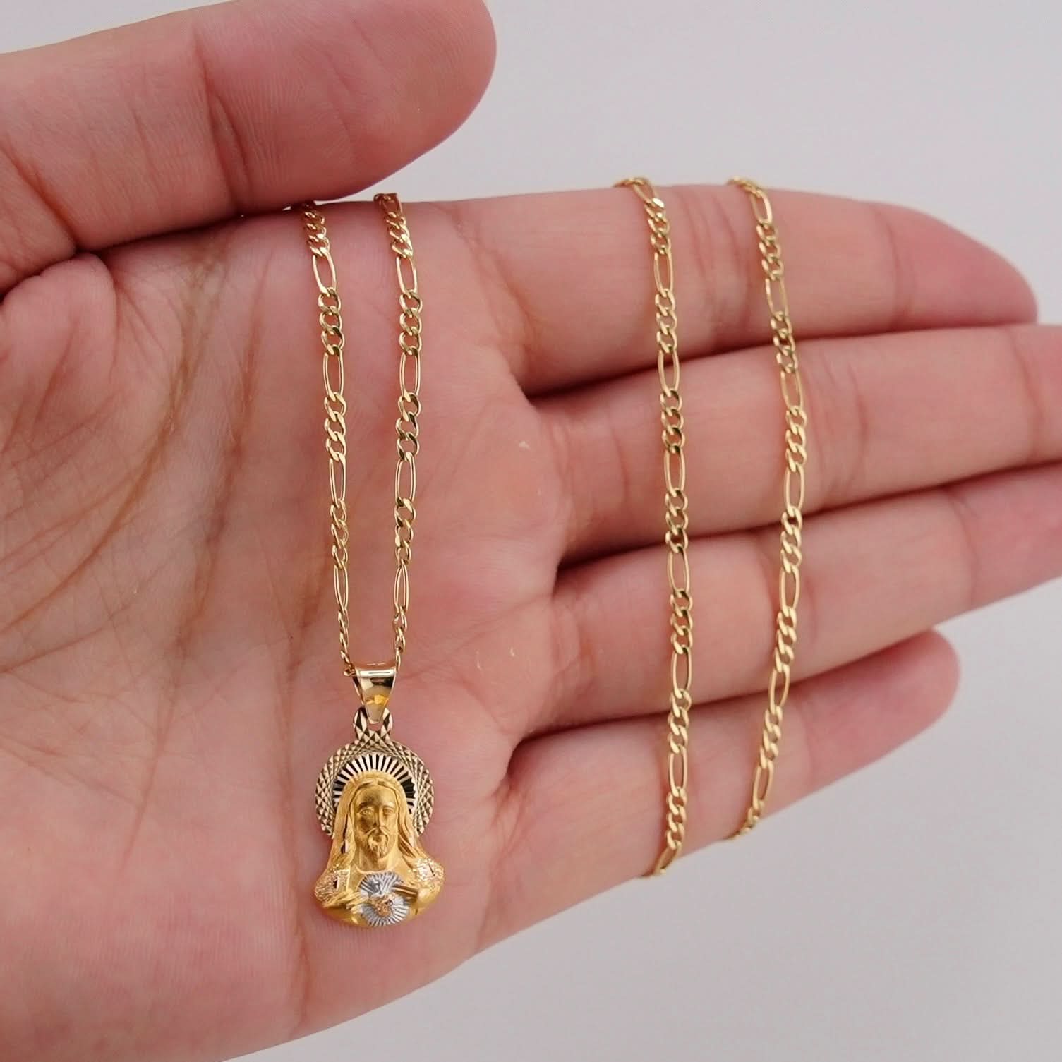 14k Gold Mini Jesus Chain Set