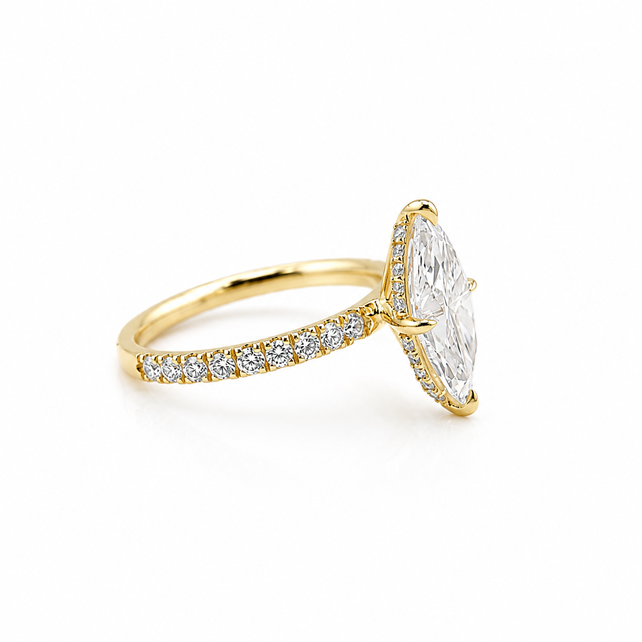 14k Gold Marquise Lab Diamond Ring 3.10ct