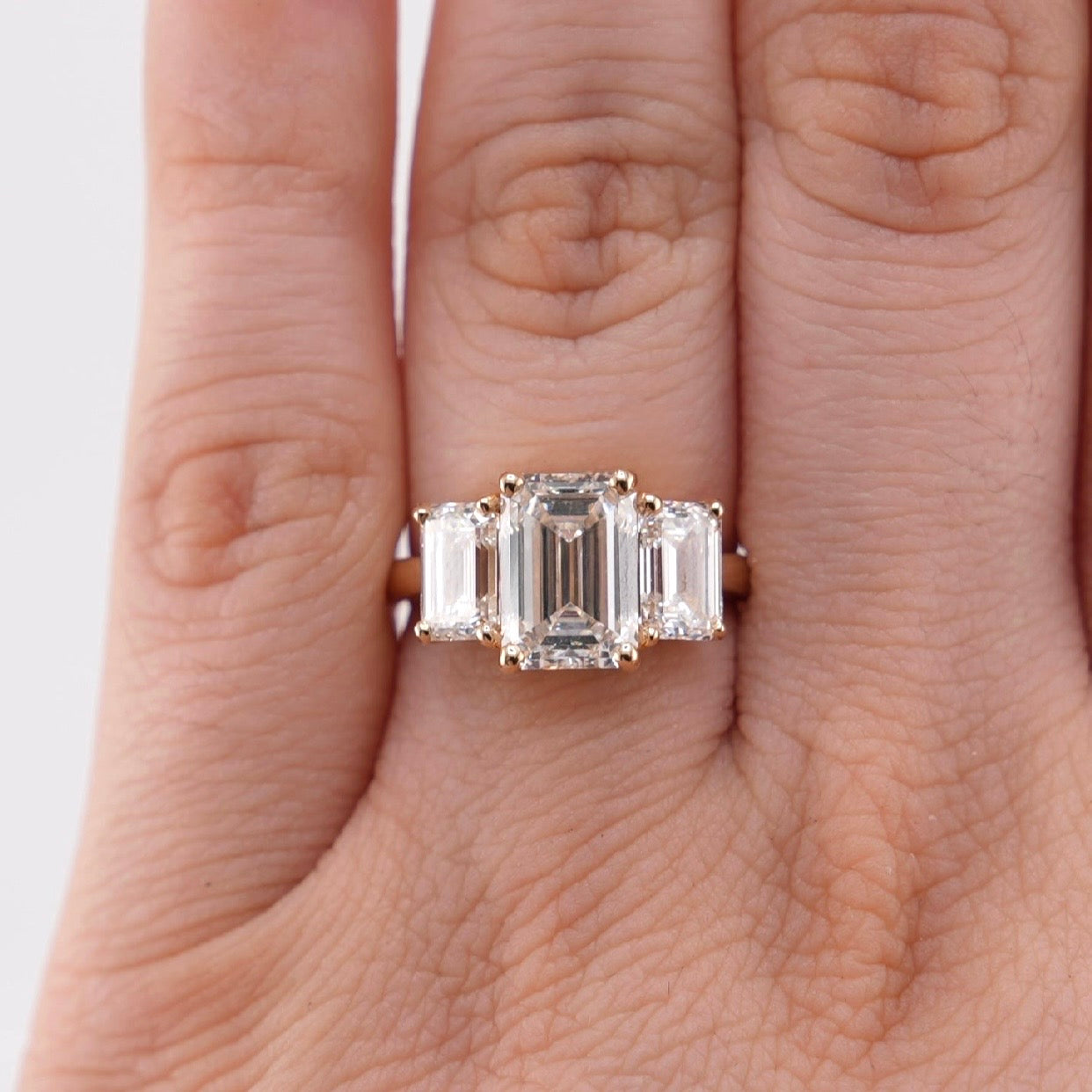 14k Gold Emerald Lab Diamond Ring 3.10ct