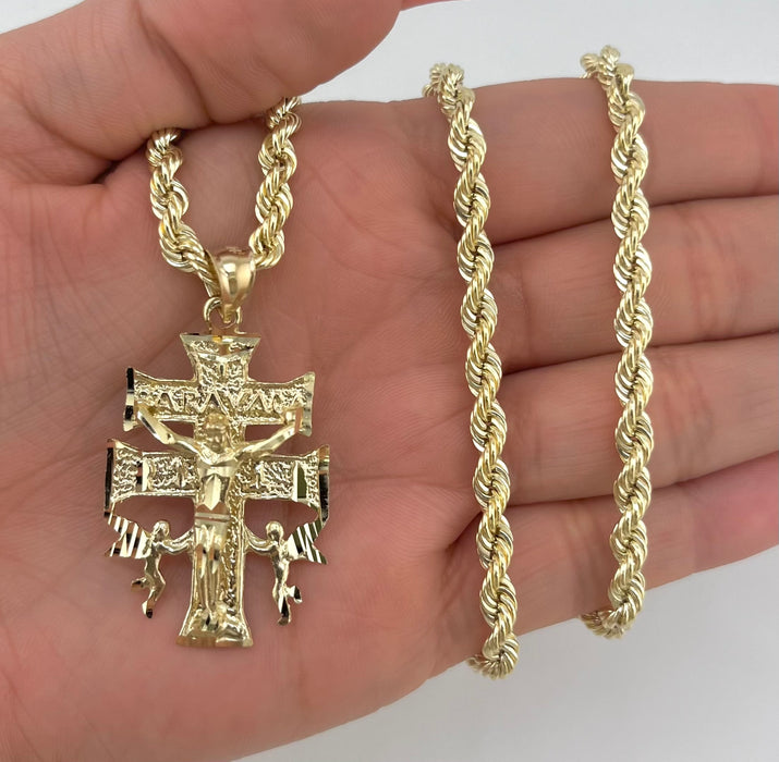 14k Gold Cross Chain Set