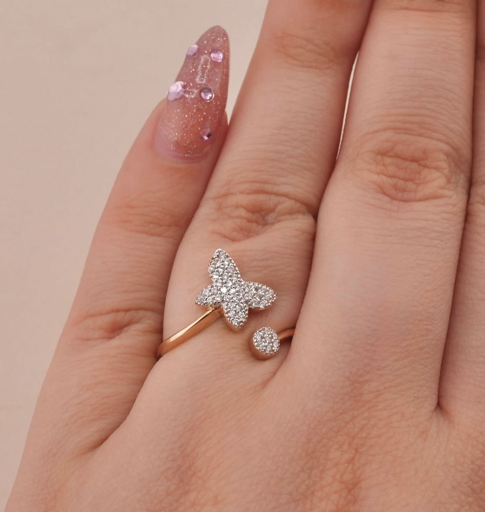 14K Gold Butterfly Women's Ring