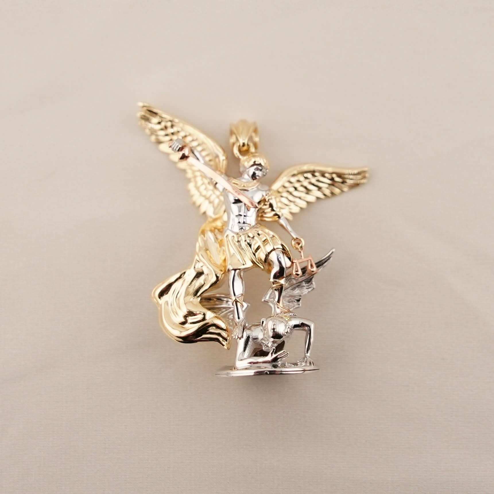 14k Gold Large Saint Michael Archangel Pendant