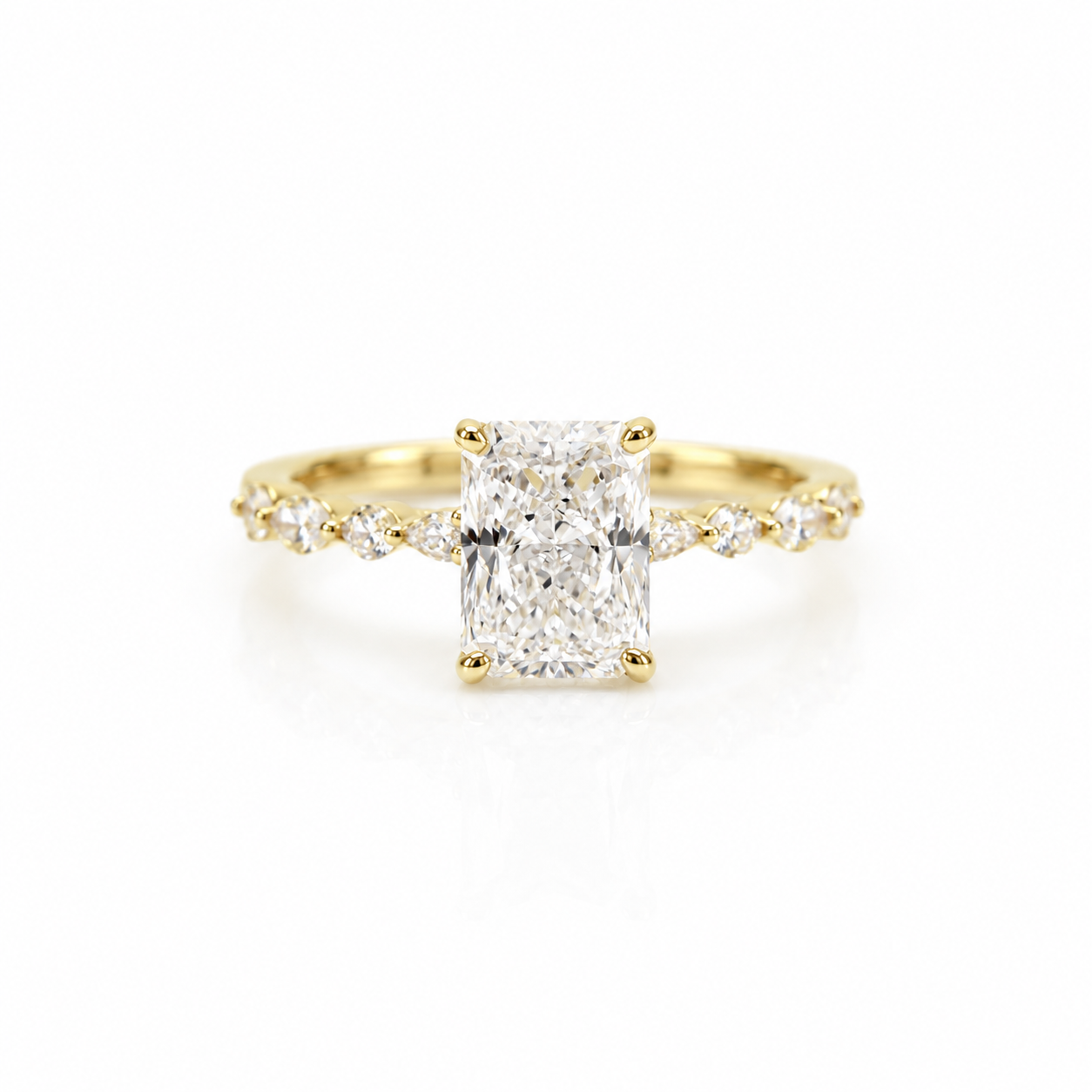 14k Gold Radiant Lab Diamond Ring 3.02ct