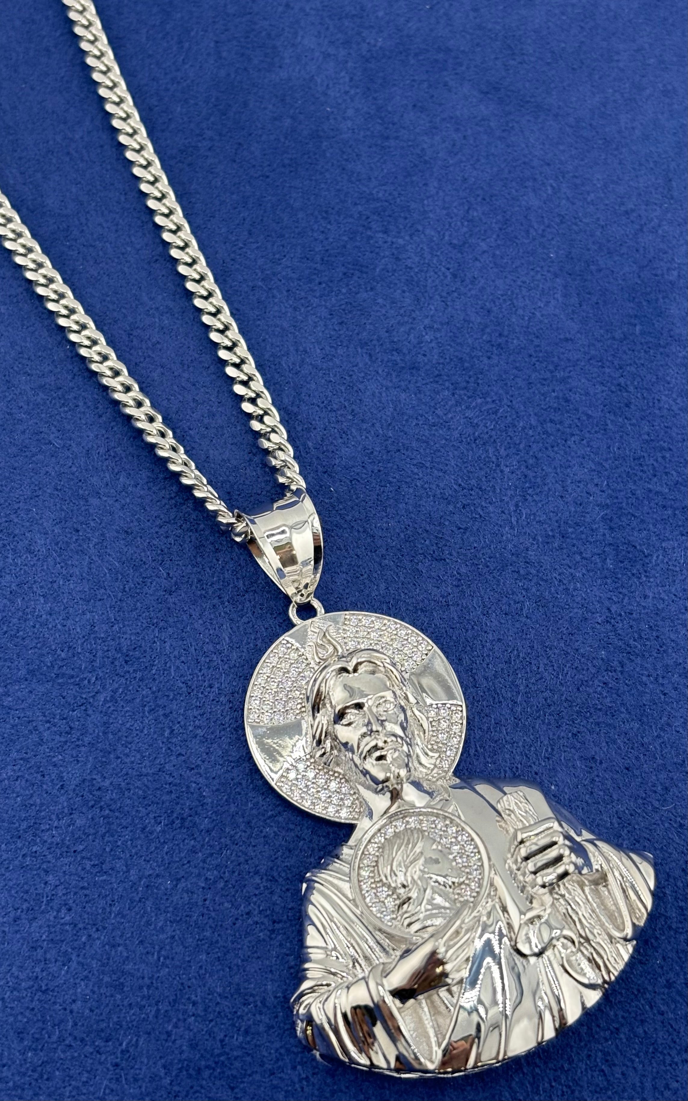 Silver 925 San Judas Half Body Chain Set