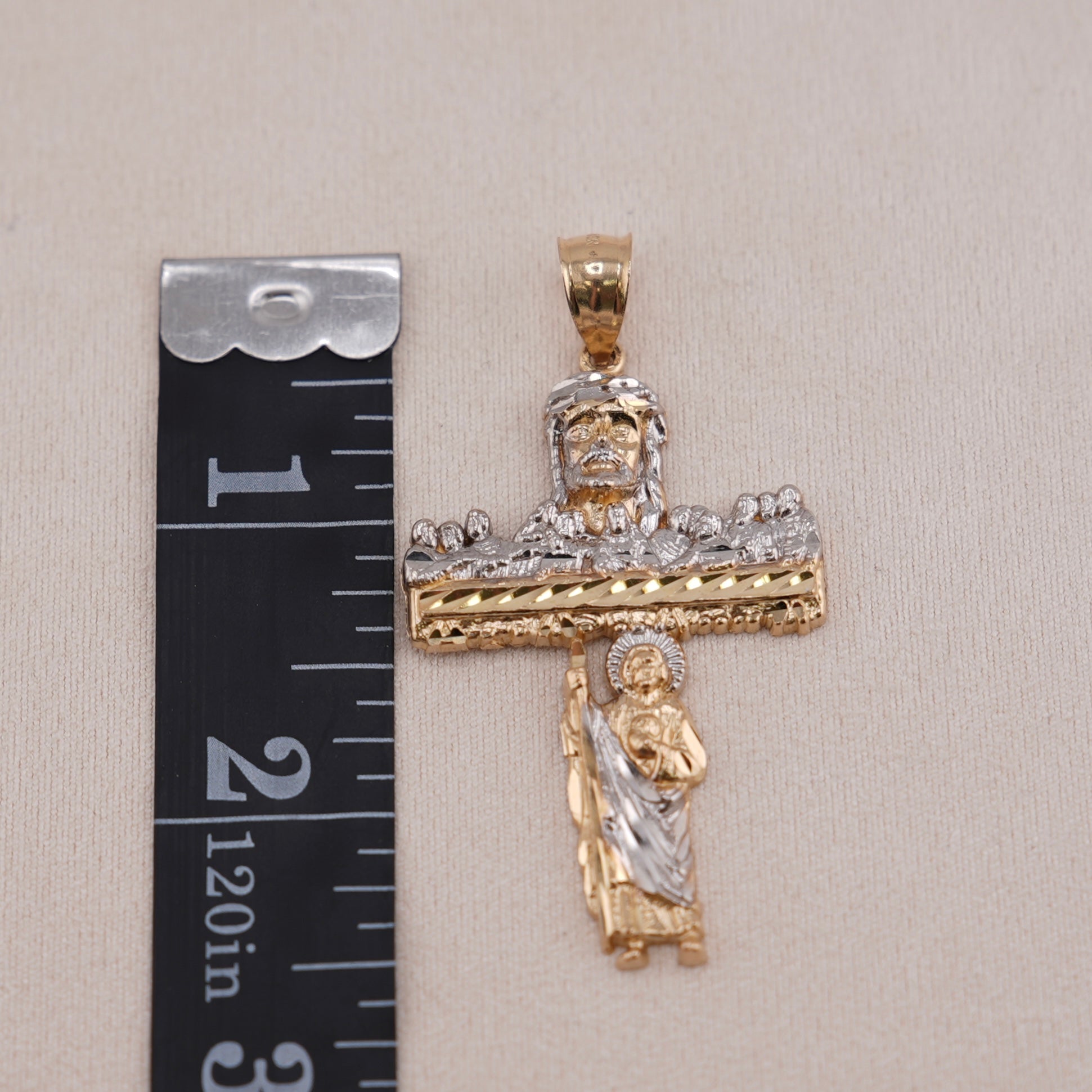 14k Gold Last Supper Cross Pendant