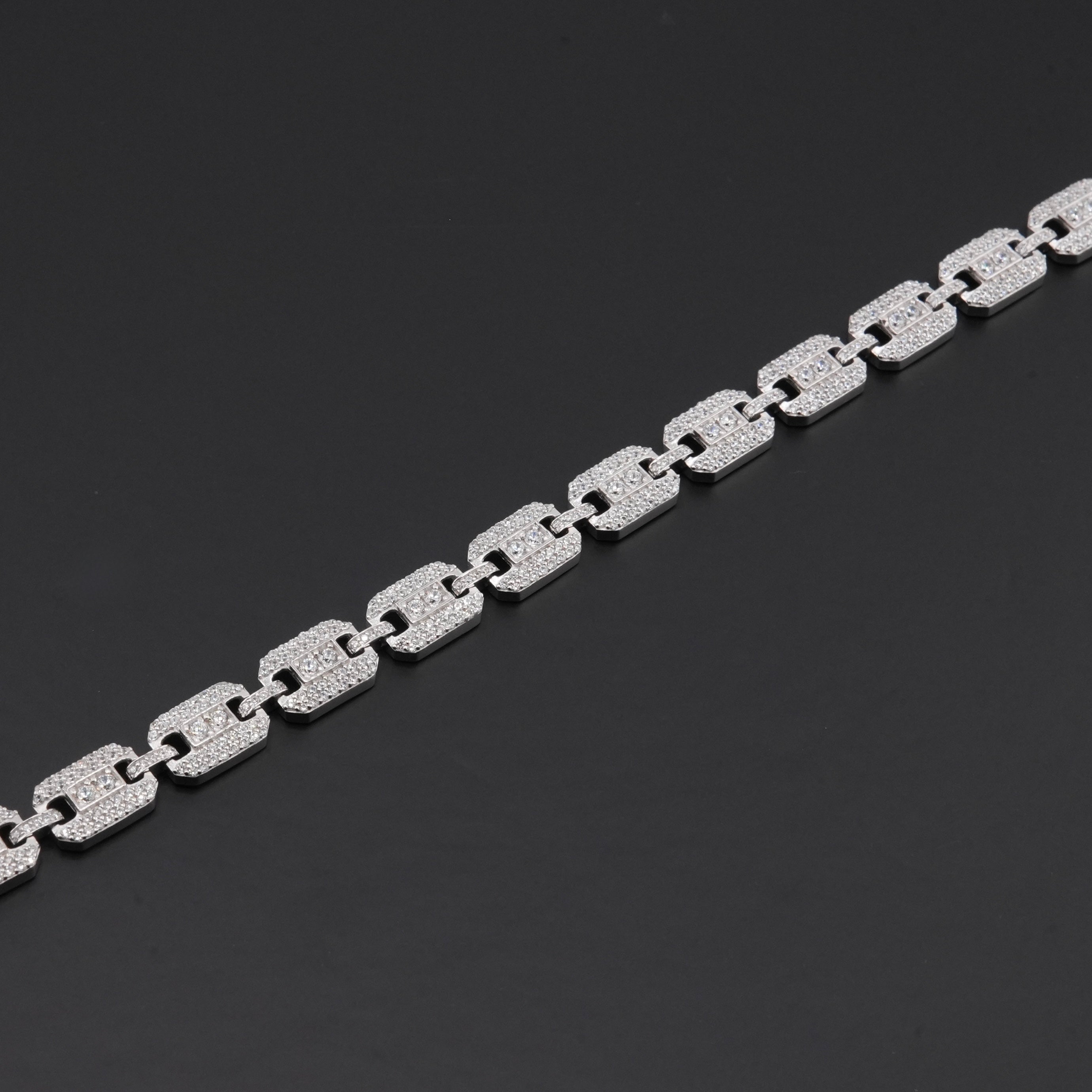 925 Silver Square Link Bracelet . 057