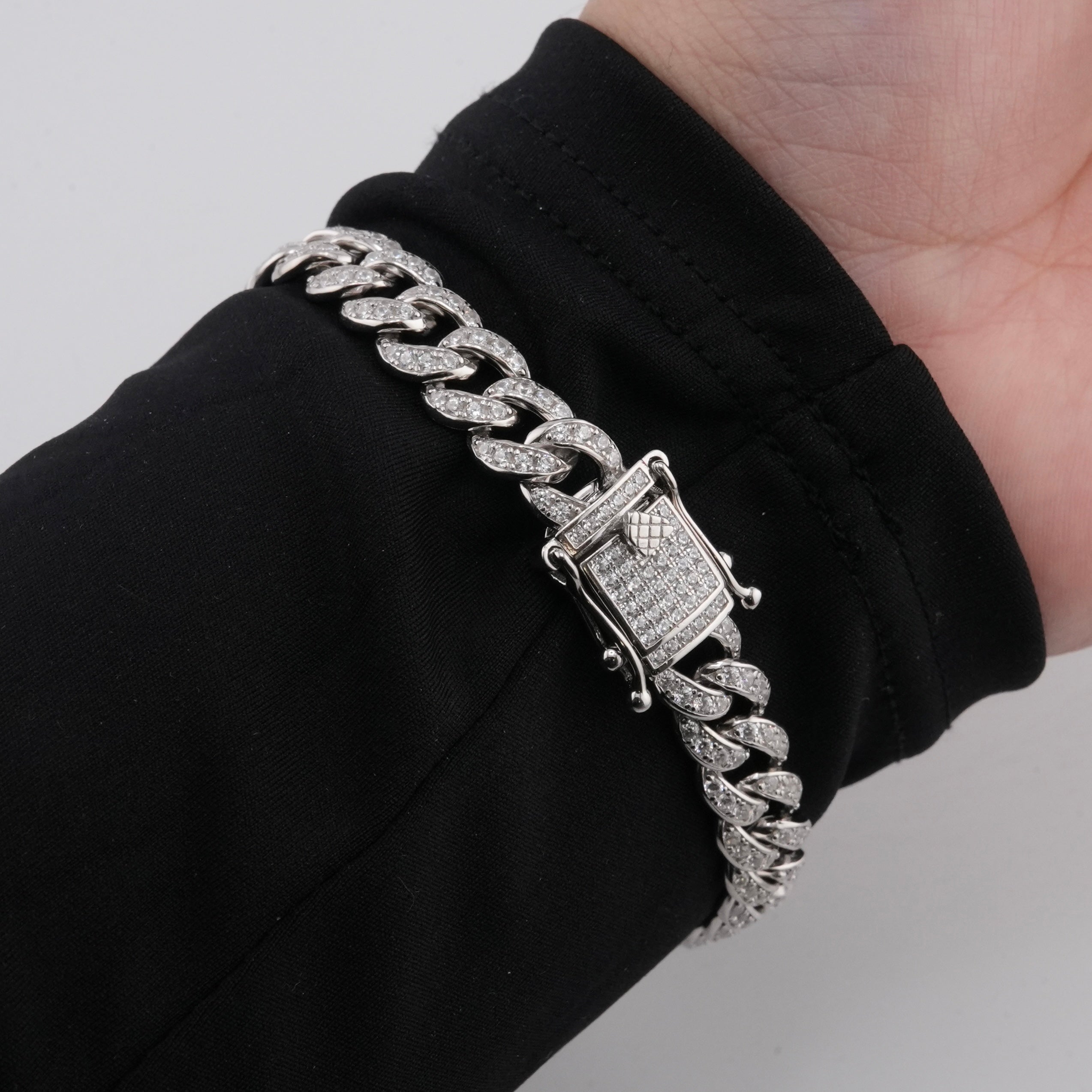 Silver 925  Bust Down Cuban  Bracelet . 054