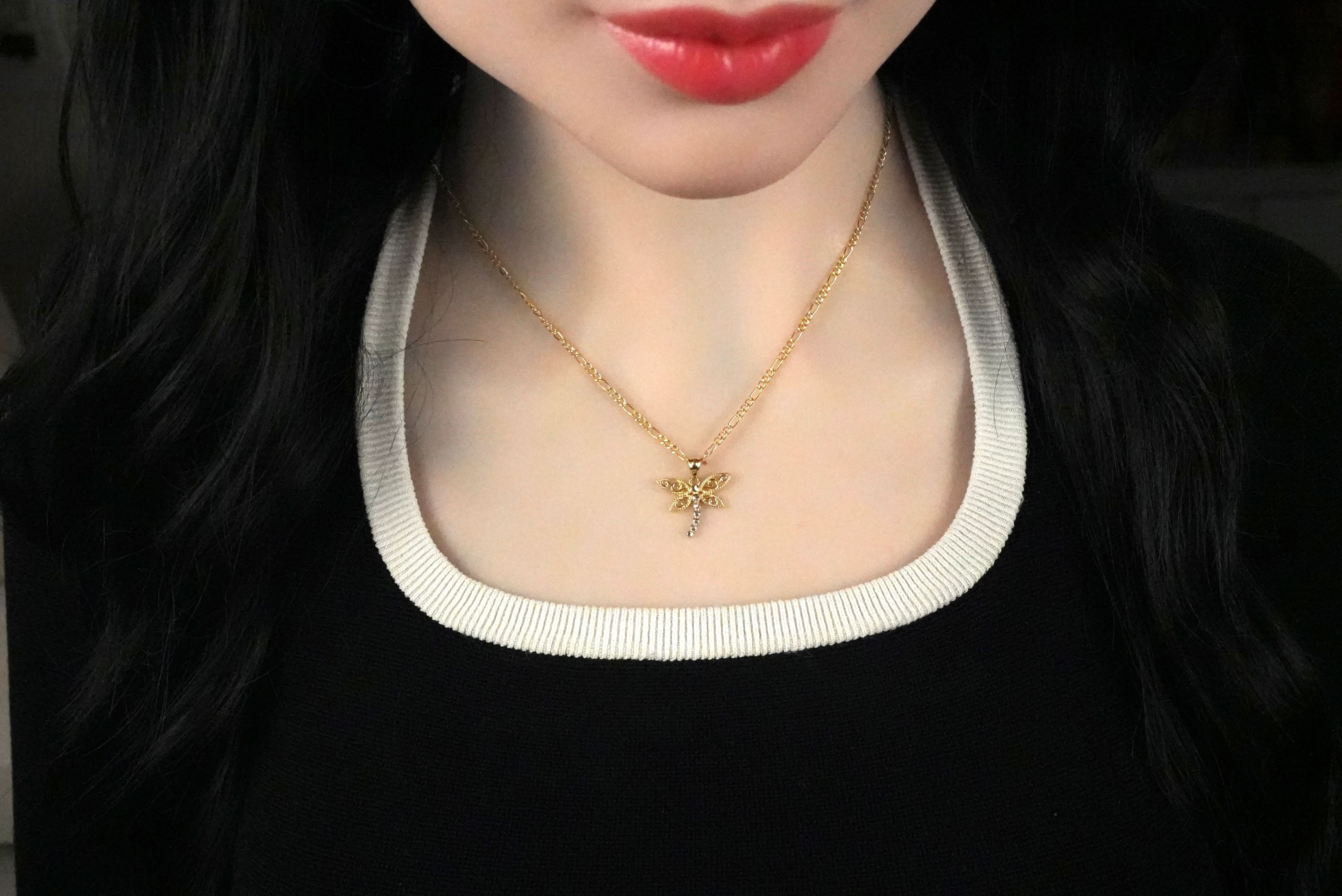14k Gold Dragonfly Chain Set