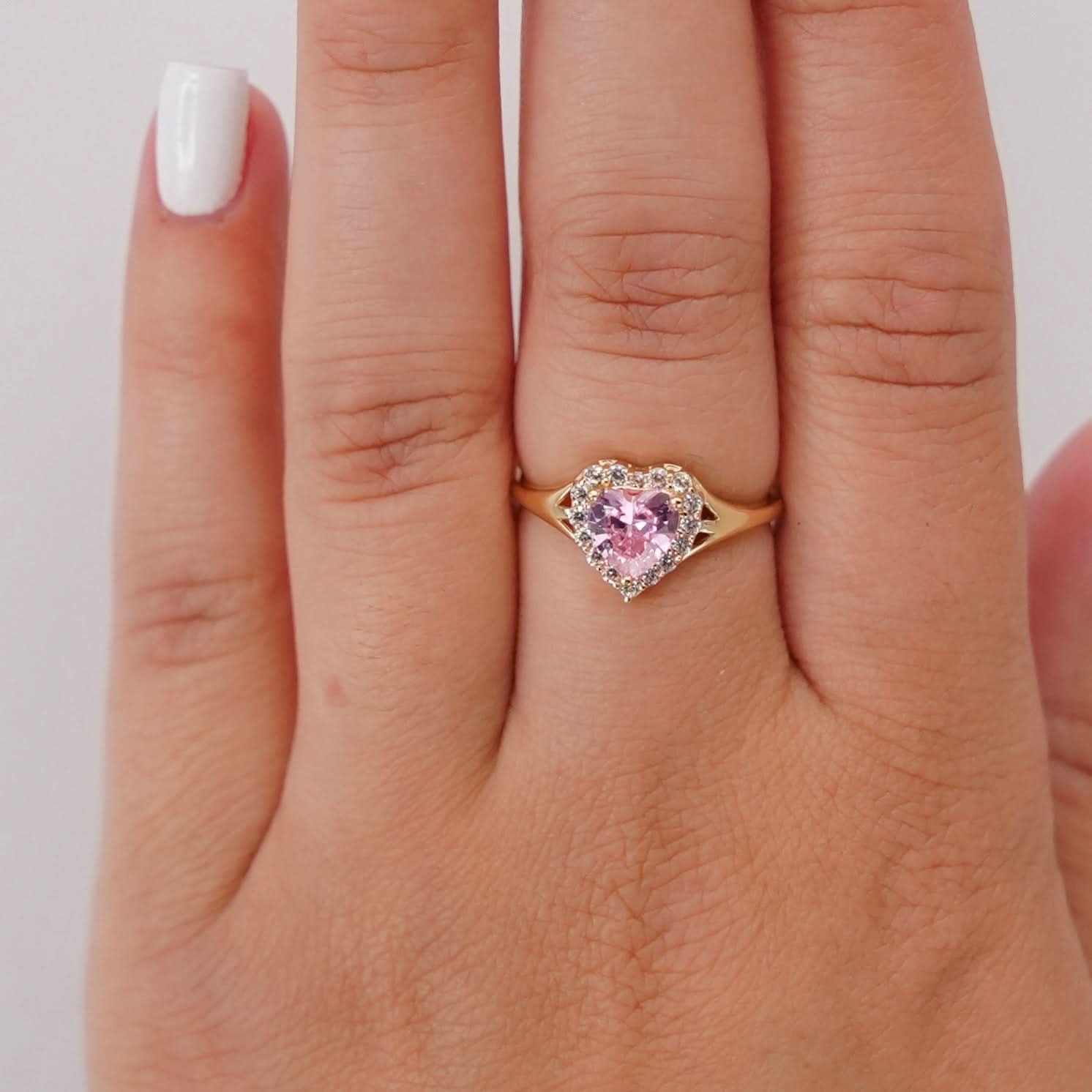 14k Gold Women’s Light Pink Heart Ring