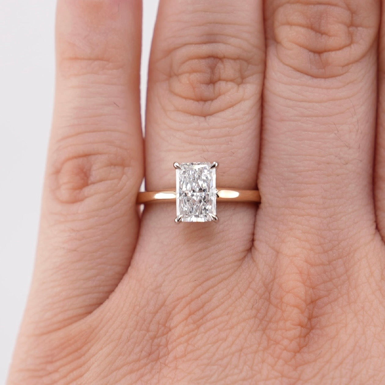 14k Gold Radiant Lab Diamond Ring 1.64ct