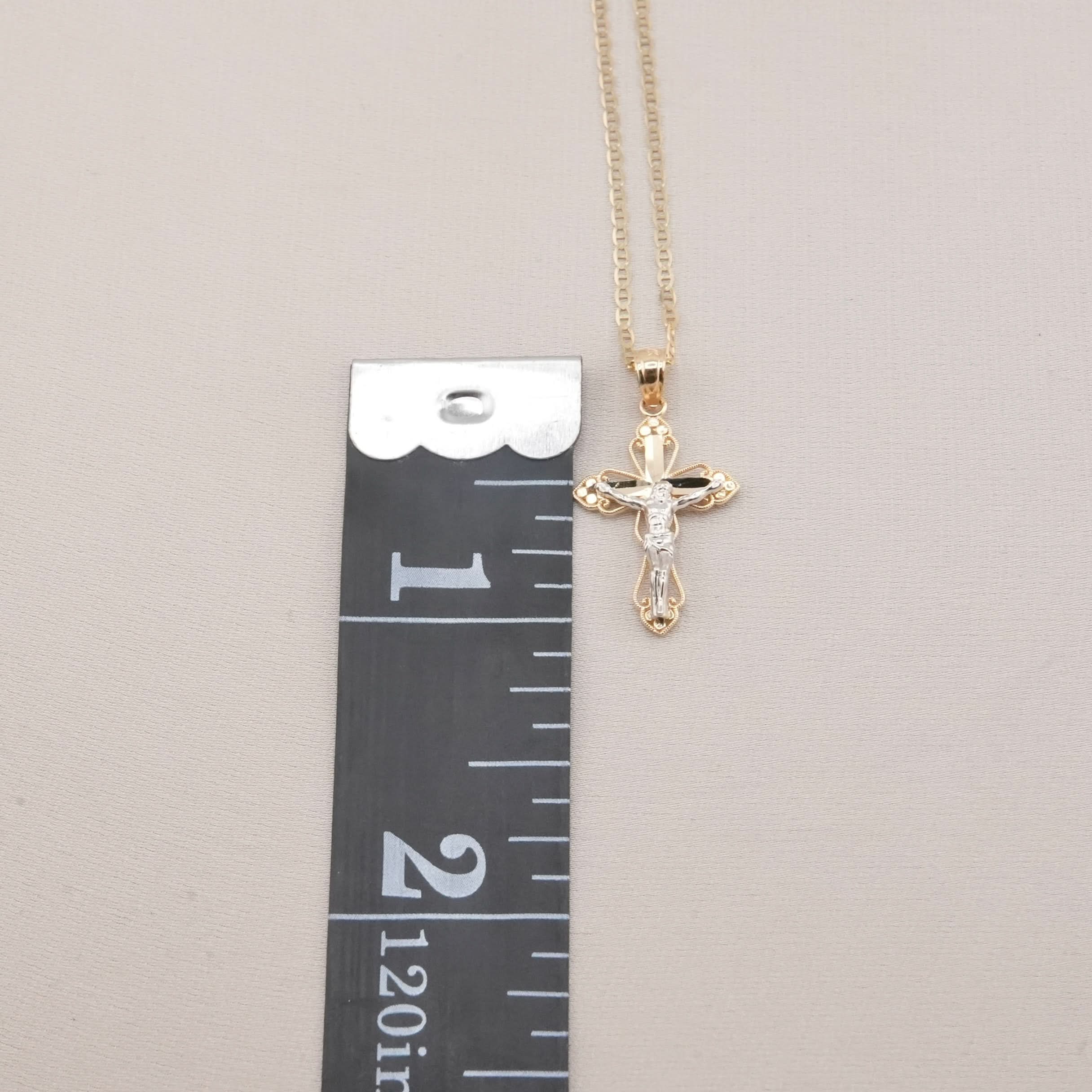 14k Gold Small Cross Chain Set