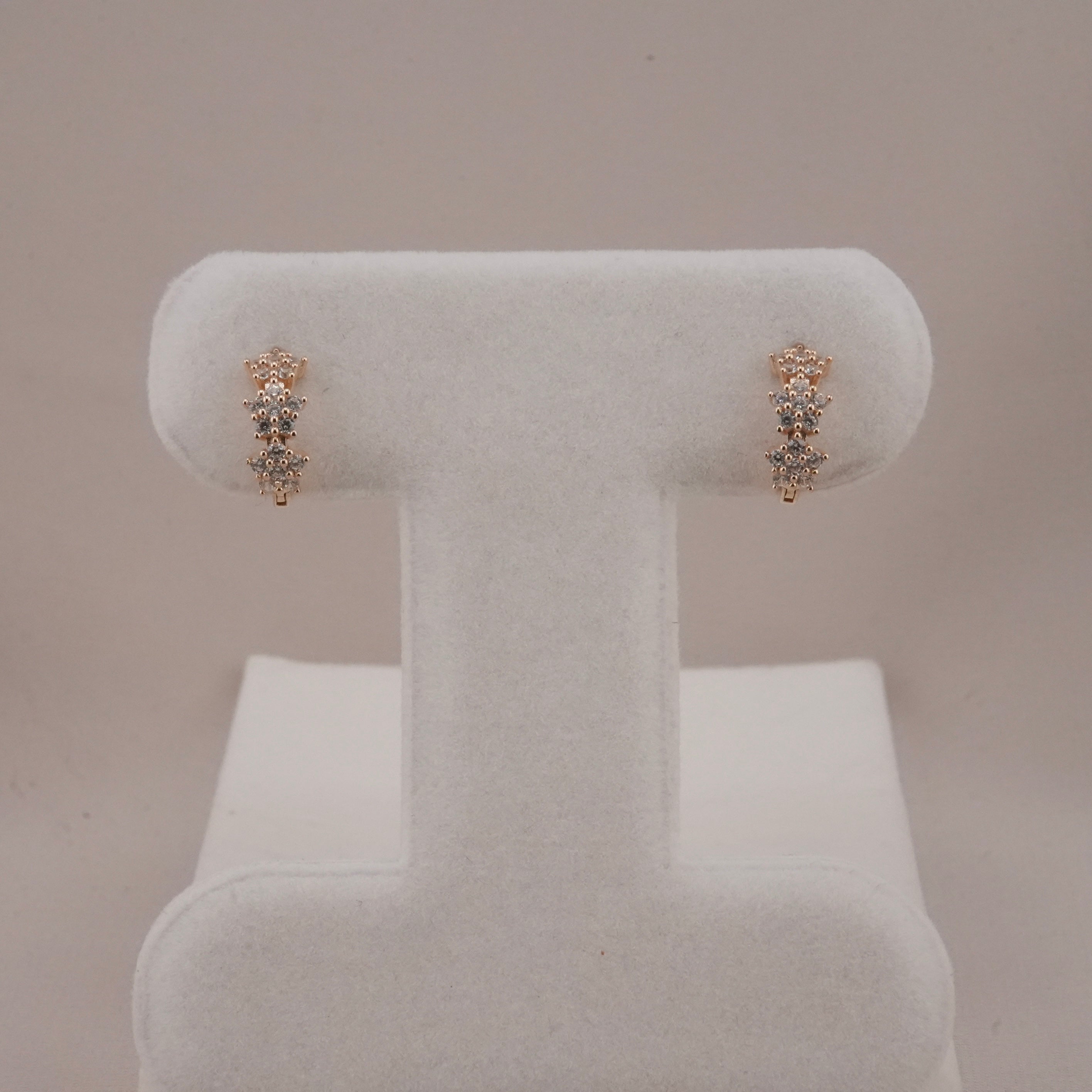 14k Gold Flower Huggie Earrings