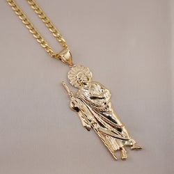 14k Gold Large San Judas Chain Set