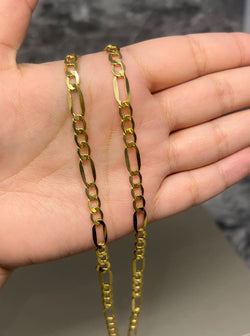 14k Gold Hollow Figaro Chain 5mm