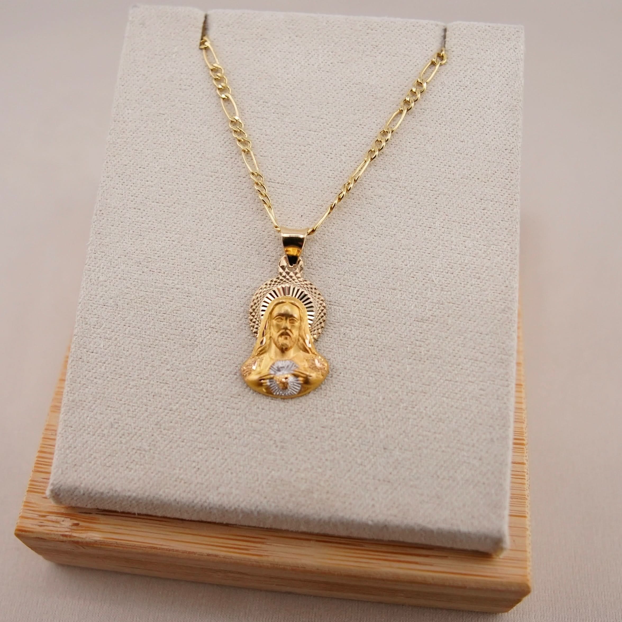 14k Gold Mini Jesus Chain Set