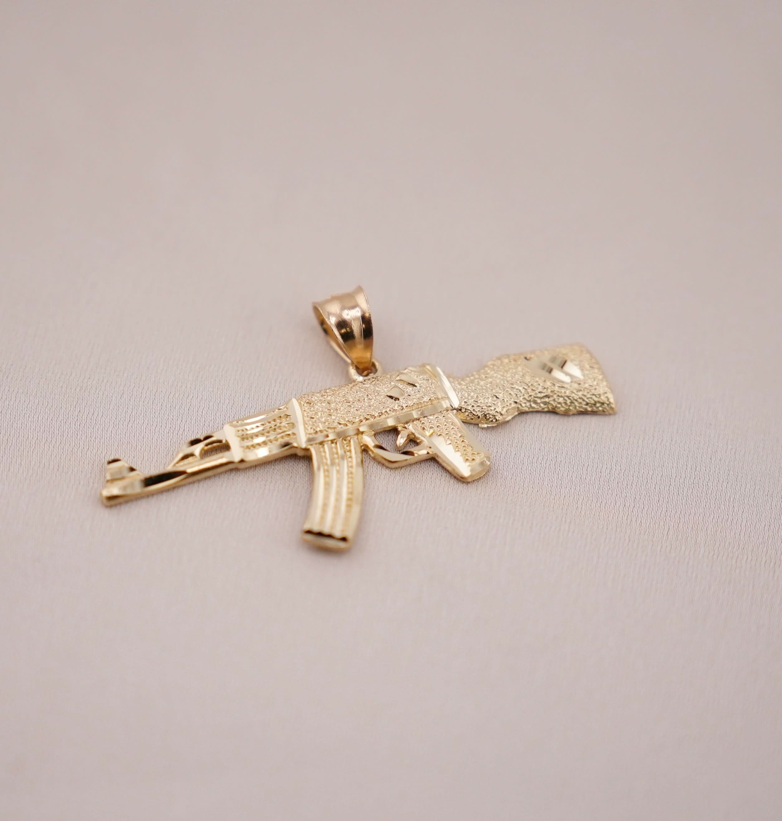 14k Gold Gun Pendant