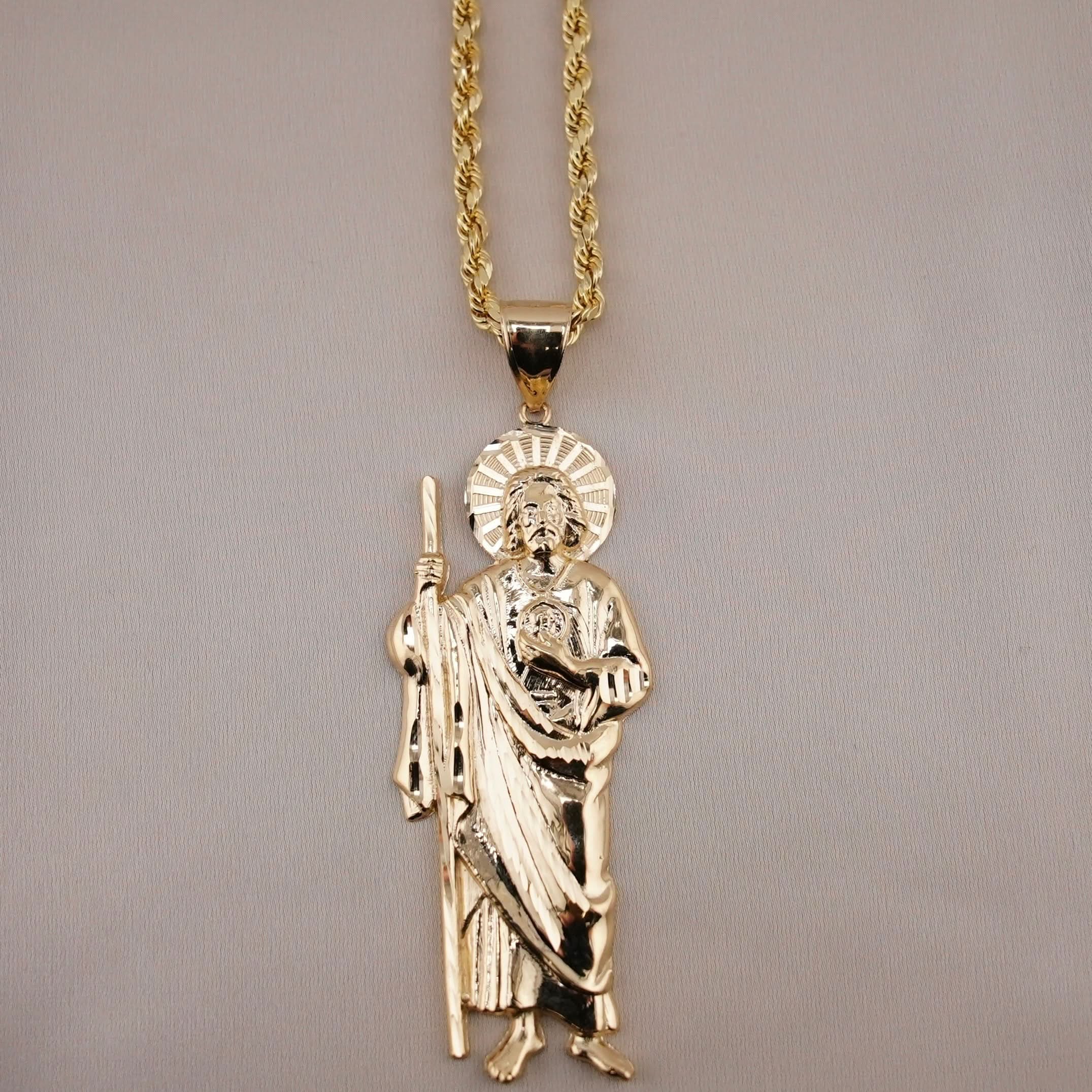 14k Gold Large San Judas Chain Set