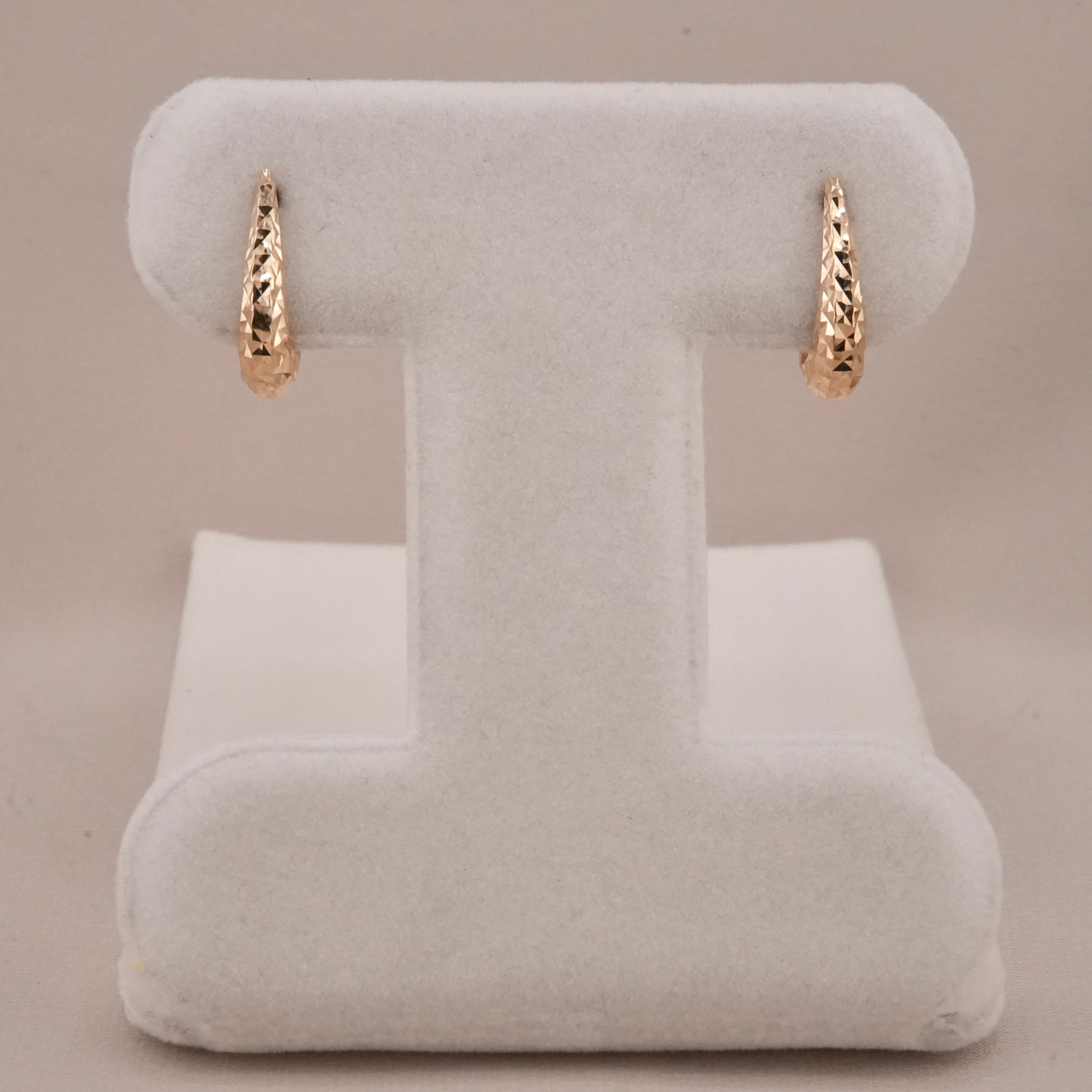 14k Gold Fancy Huggie Earrings