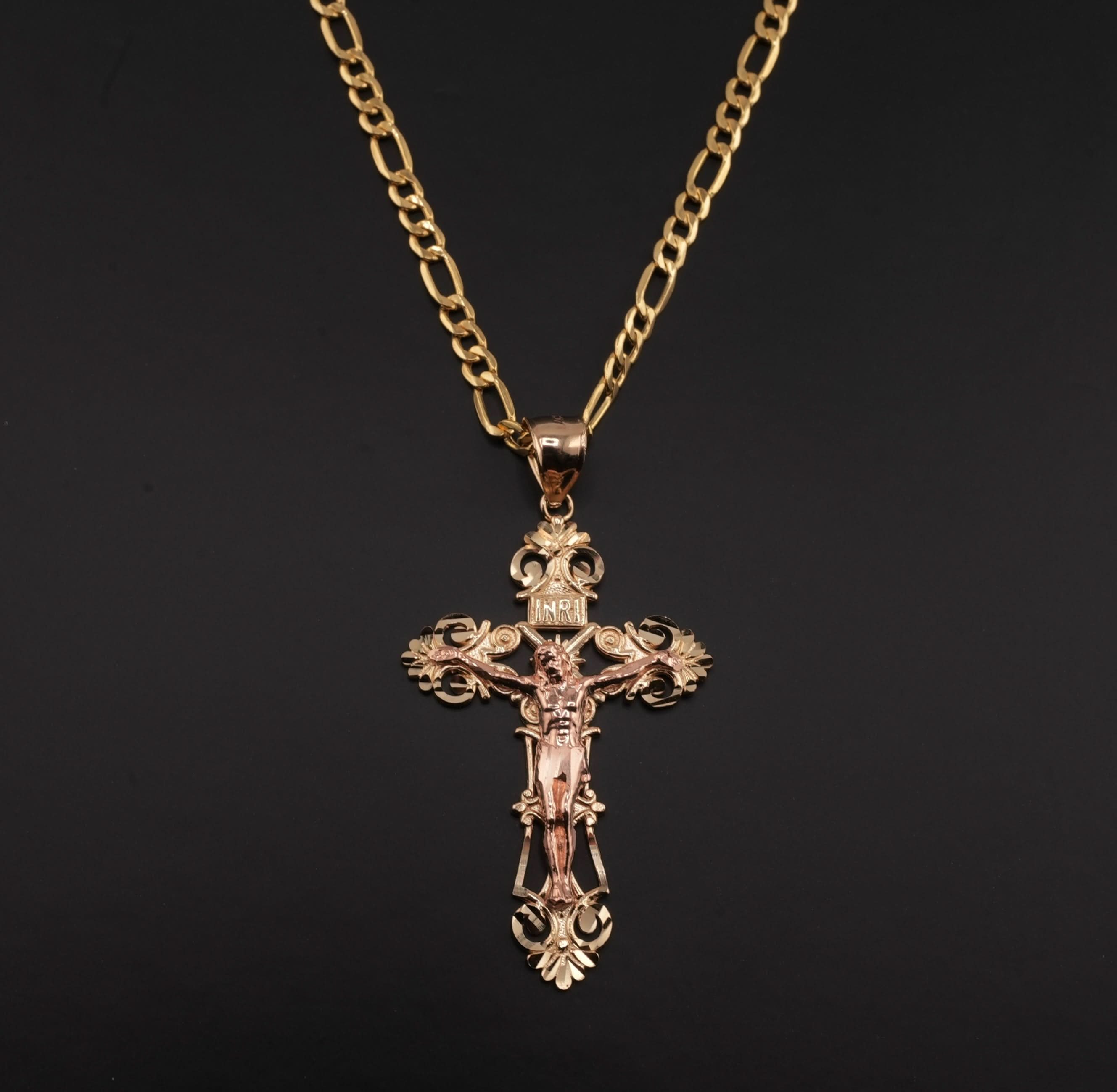 14K Gold Cross Chain Set