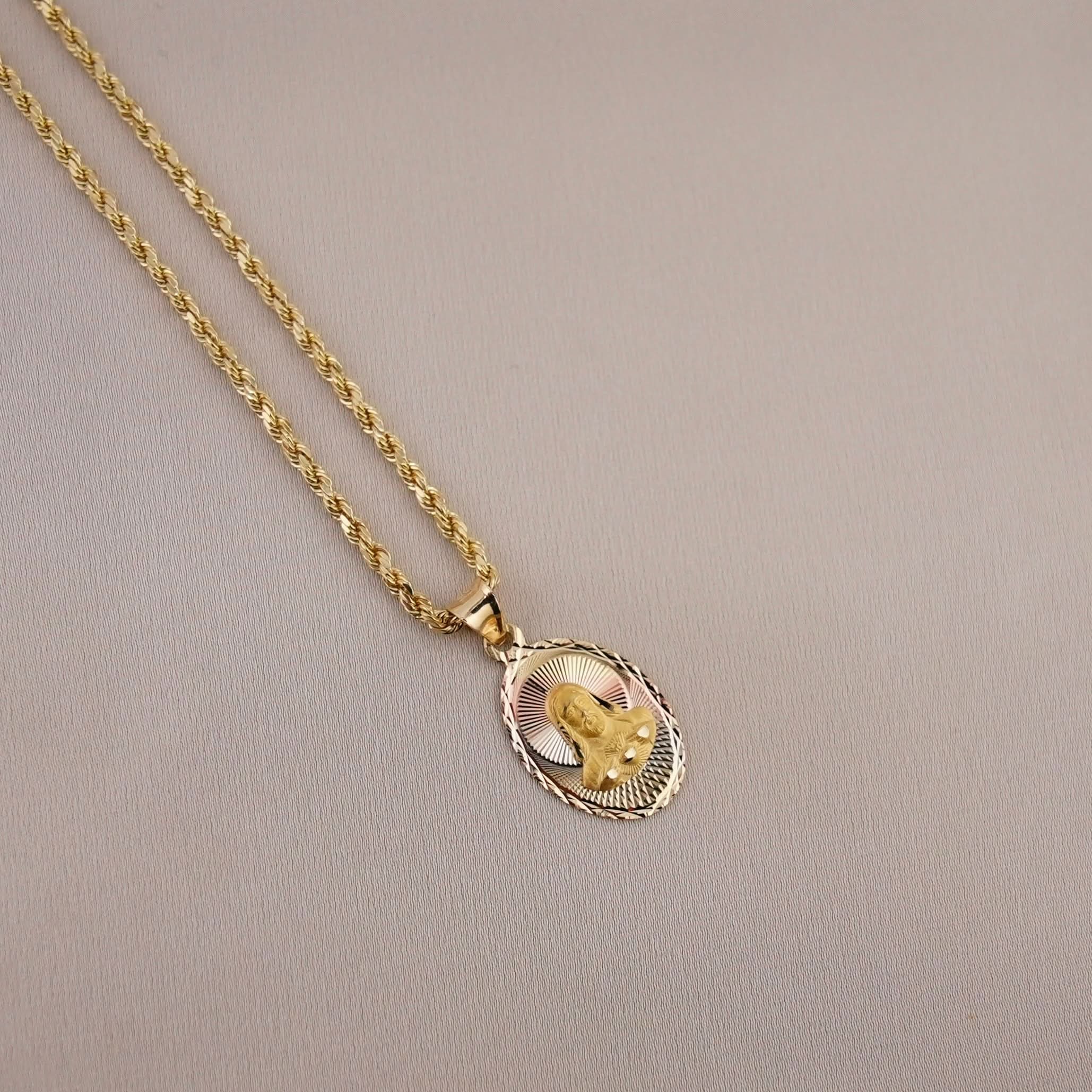 14k Gold Jesus Chain Set