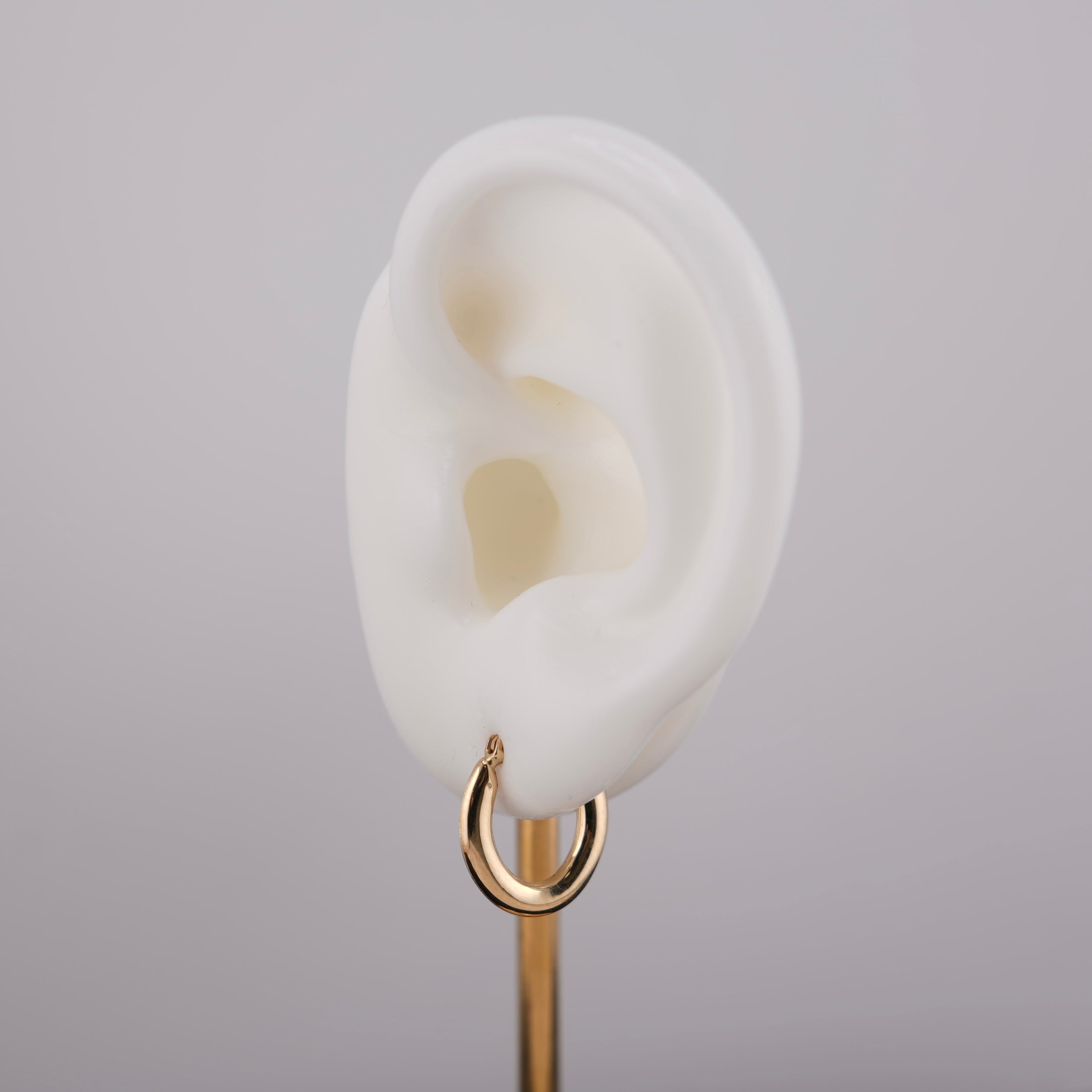 14k Gold Small Hollow Fancy Hoop Earrings