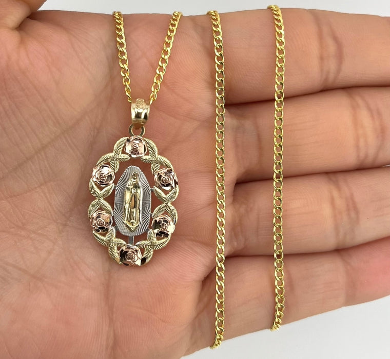 14k Gold Small Virgencita Chain Set P33-32