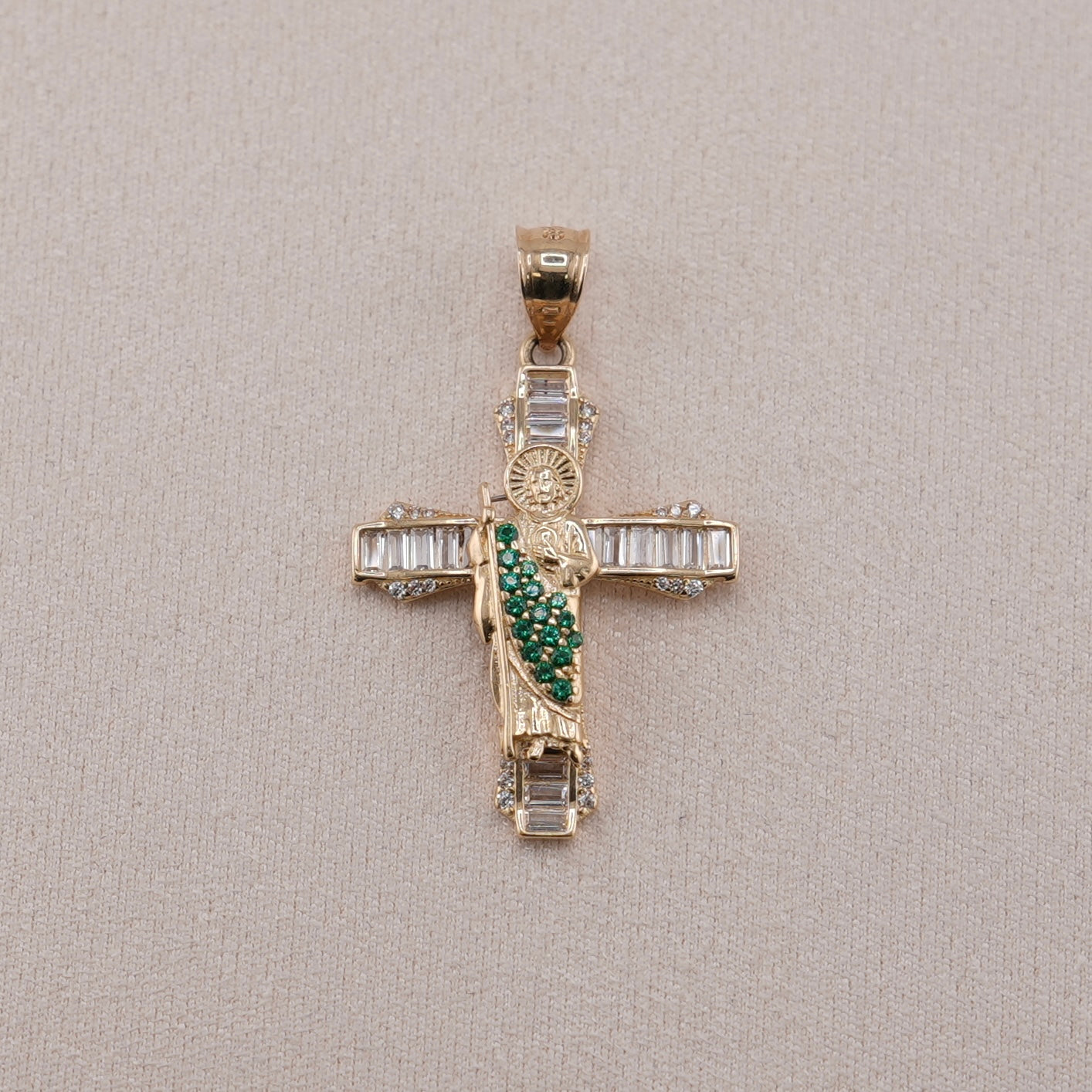 14k Gold San Judas Cross Pendant