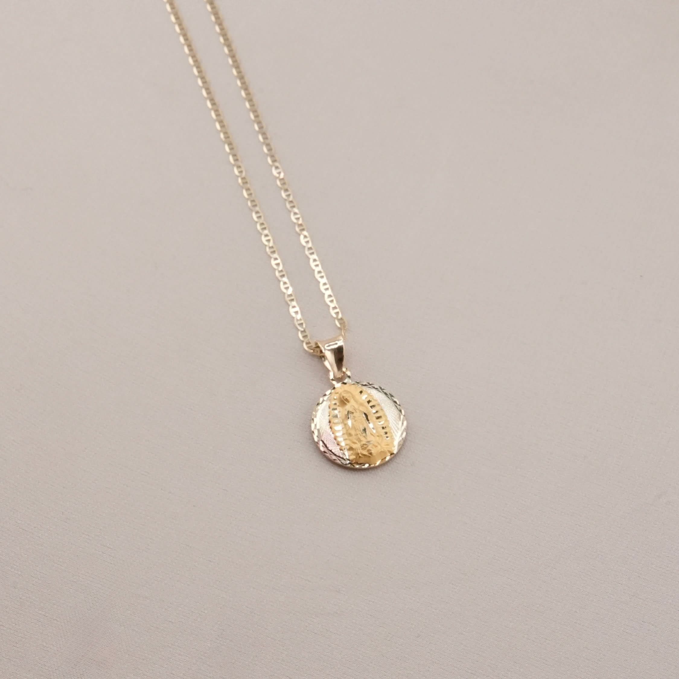 14k Gold Doubled Virgencita/Jesus Chain Set