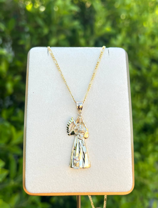 14k Gold Santa Muerte Pendant or Chain Set  CBP#4