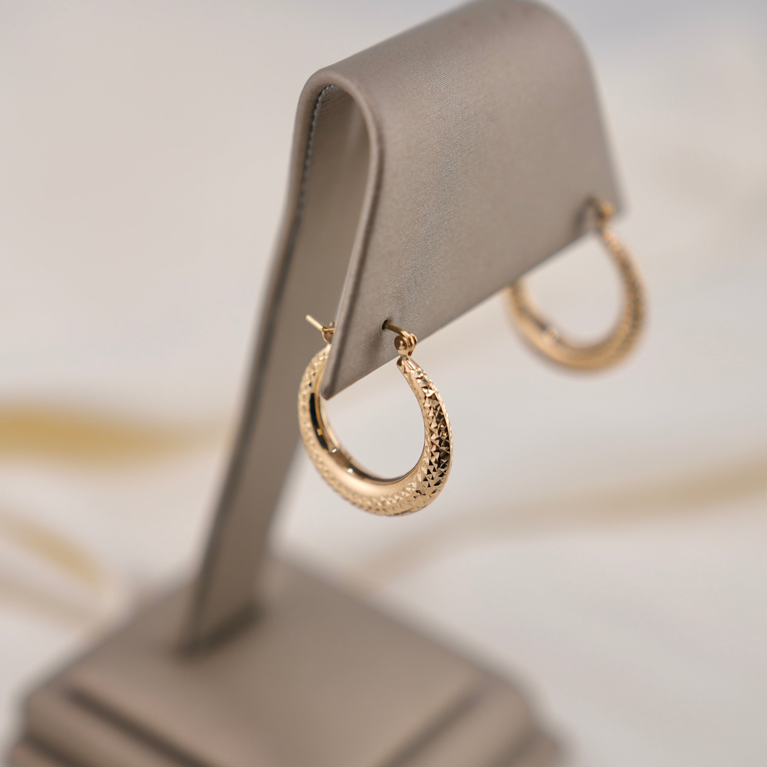14k Gold Fancy Hollow Hoop Earrings