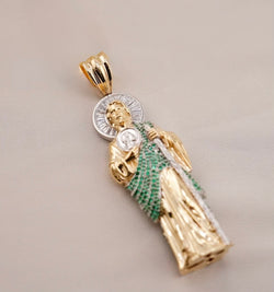 14k Gold Large 3D San Judas Pendant