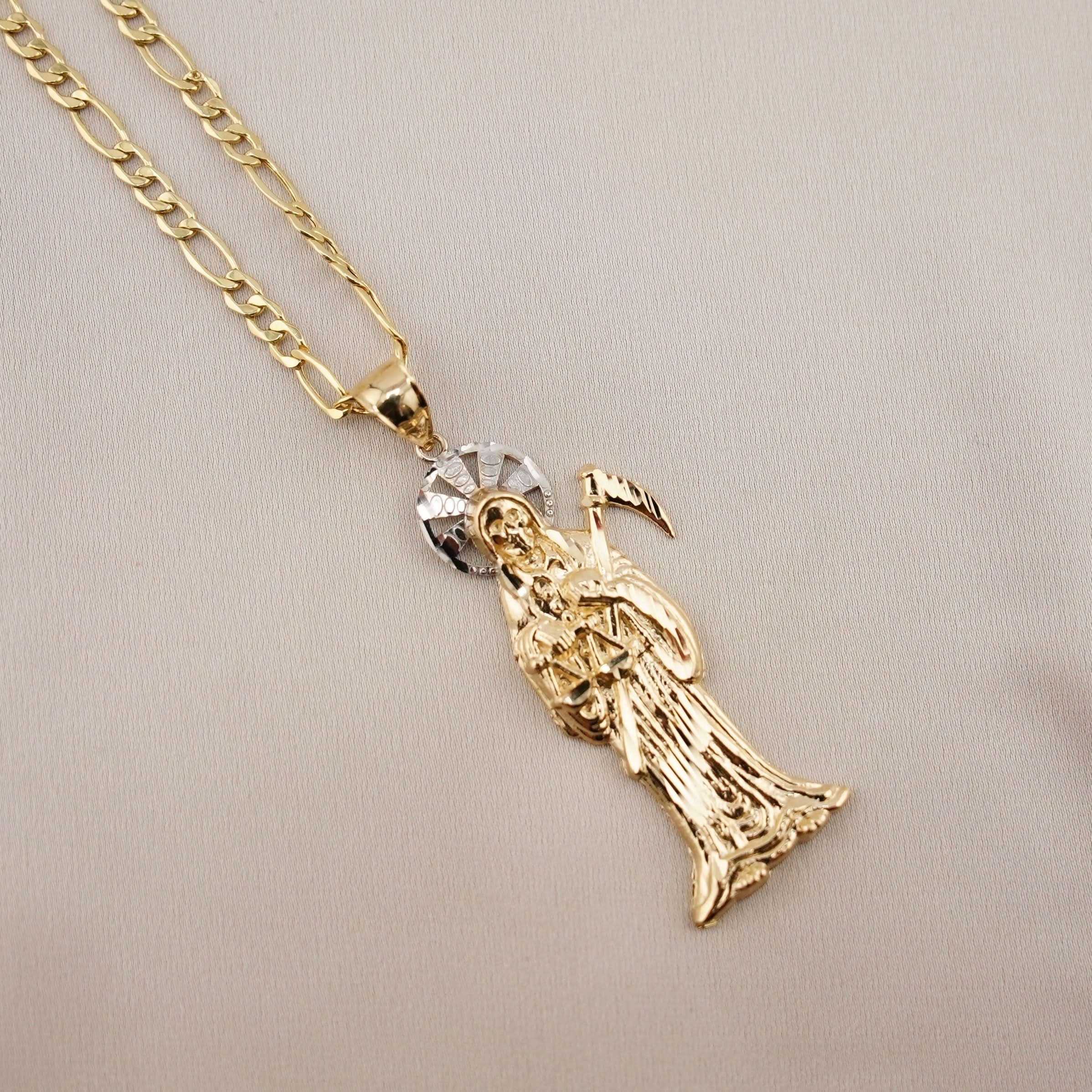 14k Gold Santa Muerte Chain Set