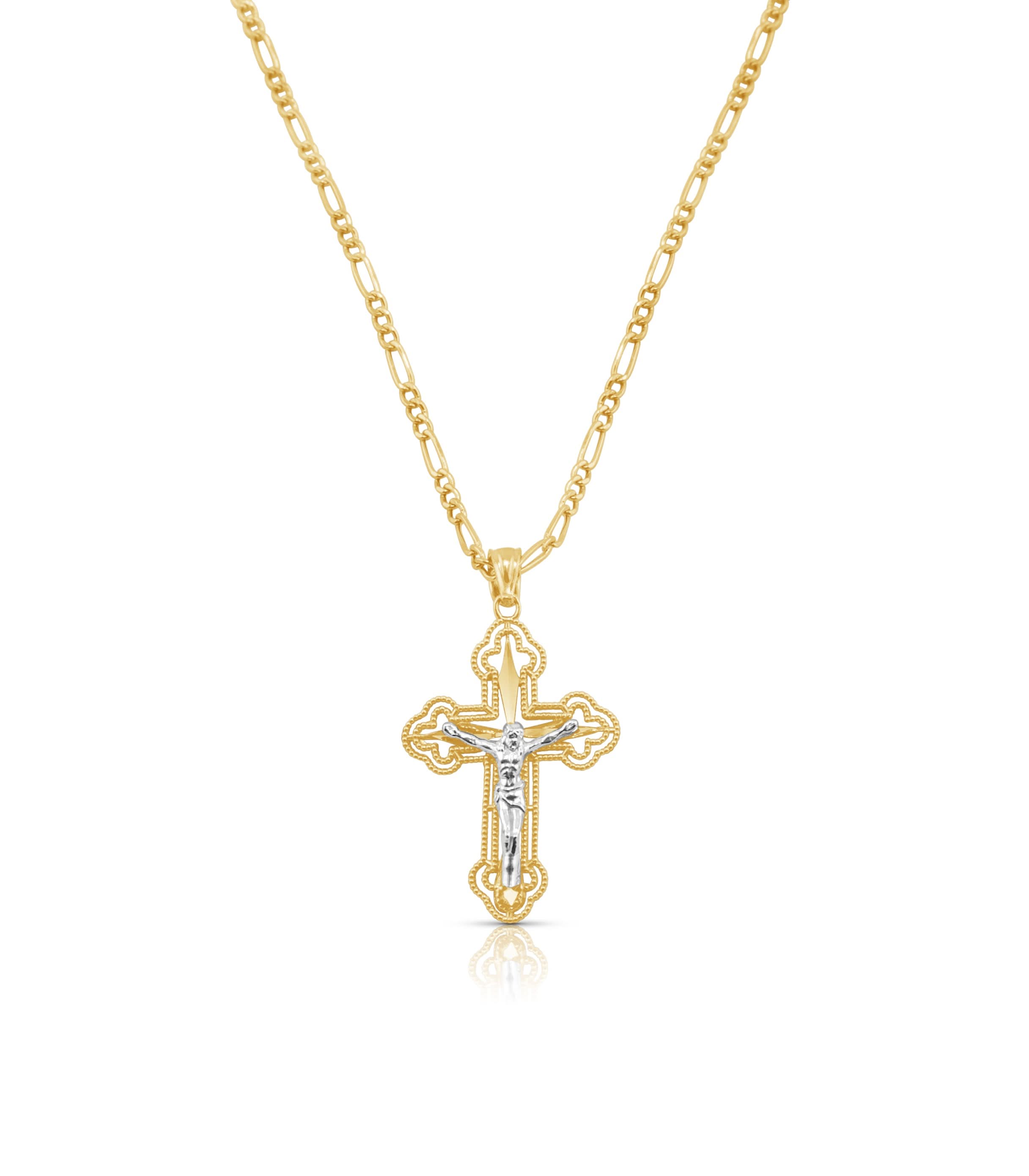 14k Gold Cross Chain Set