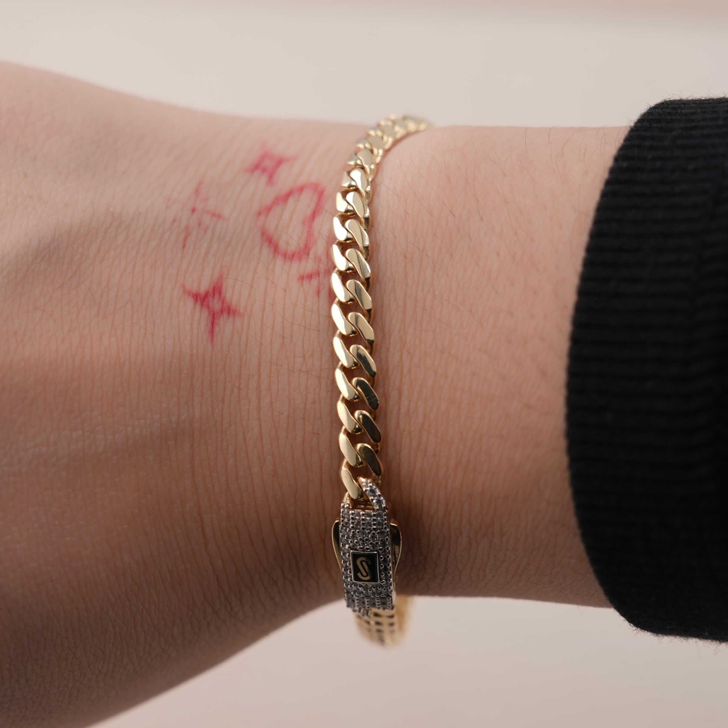 14k Gold Hollow Monaco Bracelet 5mm