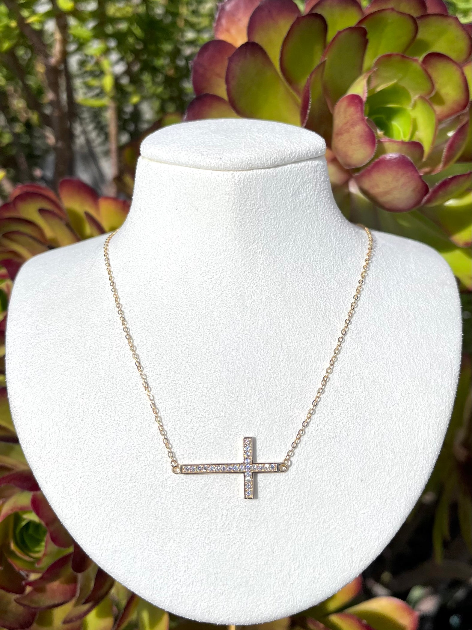 14K Gold Women’s Cross Necklace — AB and J